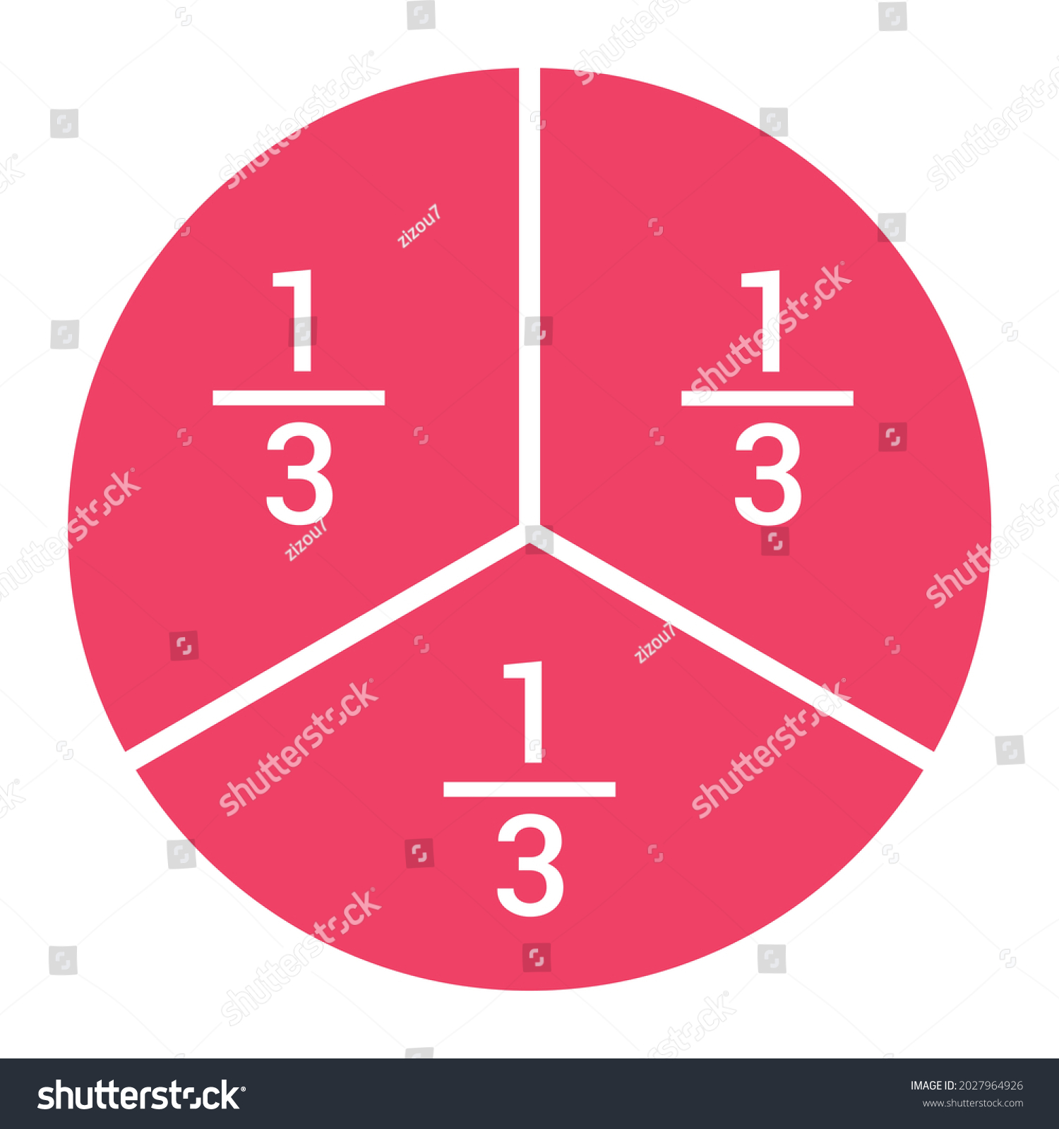 One Third Fraction Circle Fraction Number Stock Vector (Royalty Free ...