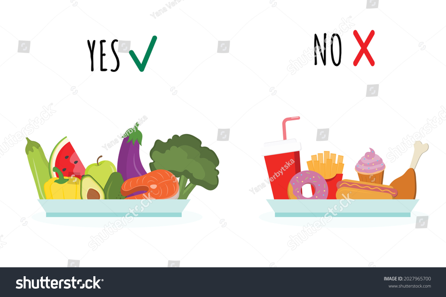 Food Choice Vegetables Fruits Fish Hot Stock Vector (Royalty Free ...