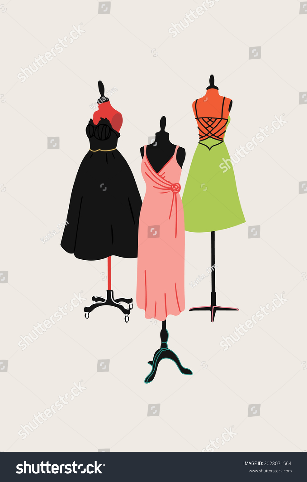 Dress On Mannequins Clothing Store Advertising Stock Vector (Royalty ...