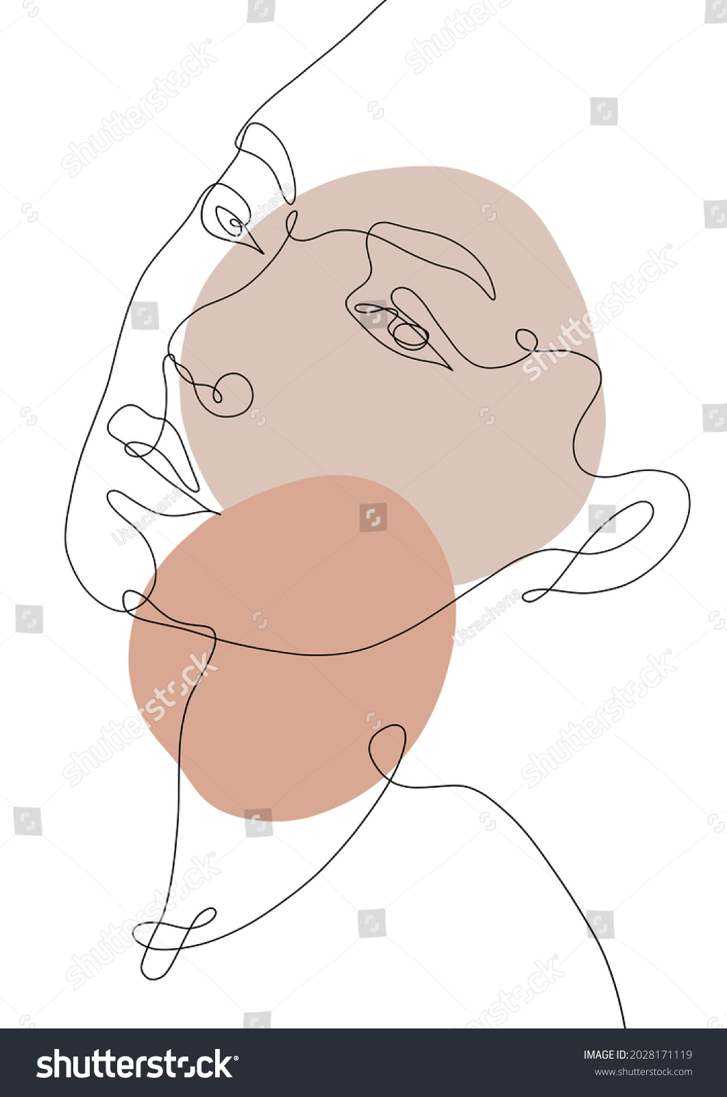 Abstract Poster Woman Face One Line Stock Vector Royalty Free