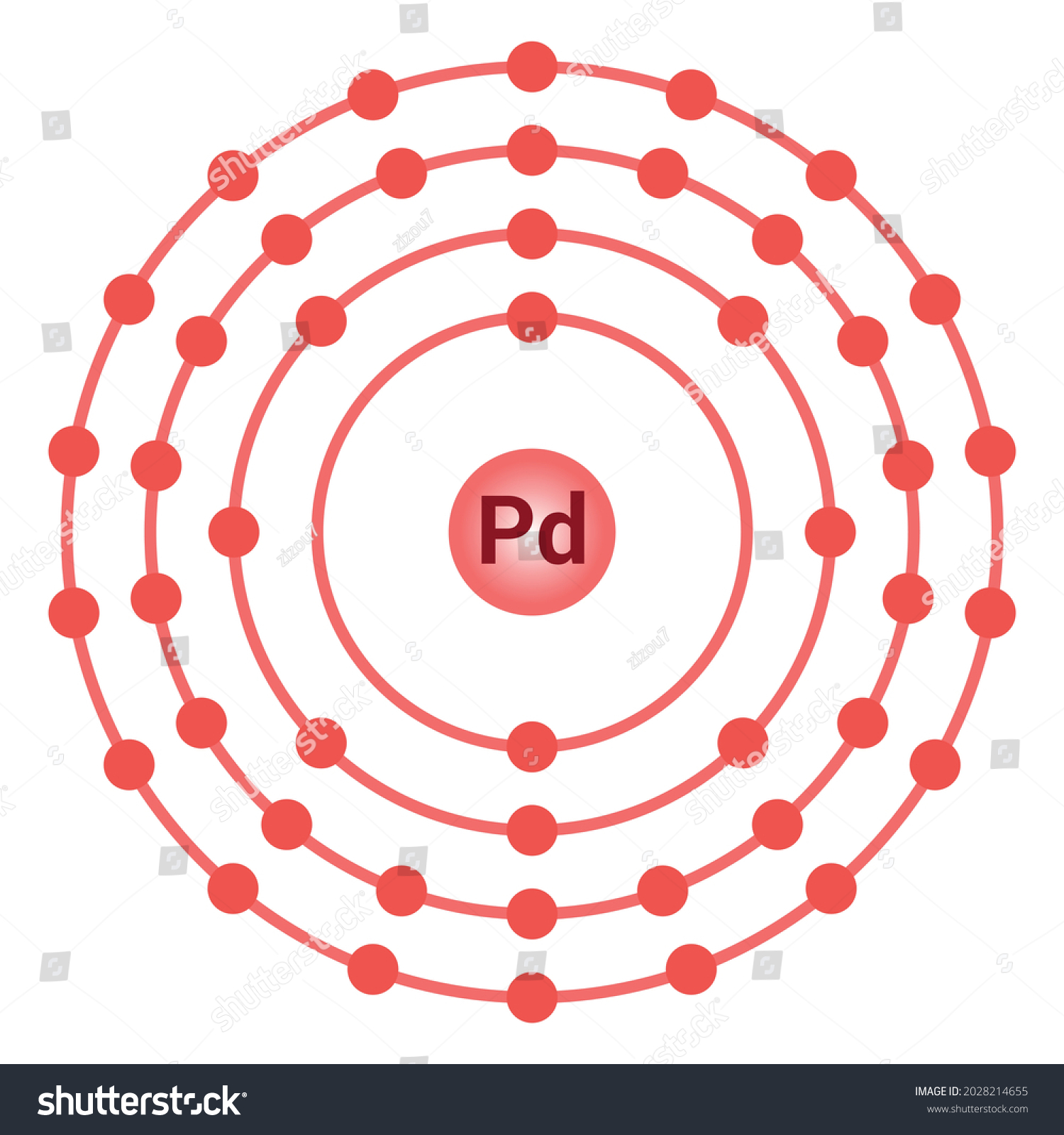 Vektor Stok Bohr Model Palladium Atom Electron Structure Tanpa Royalti 2028214655 Shutterstock