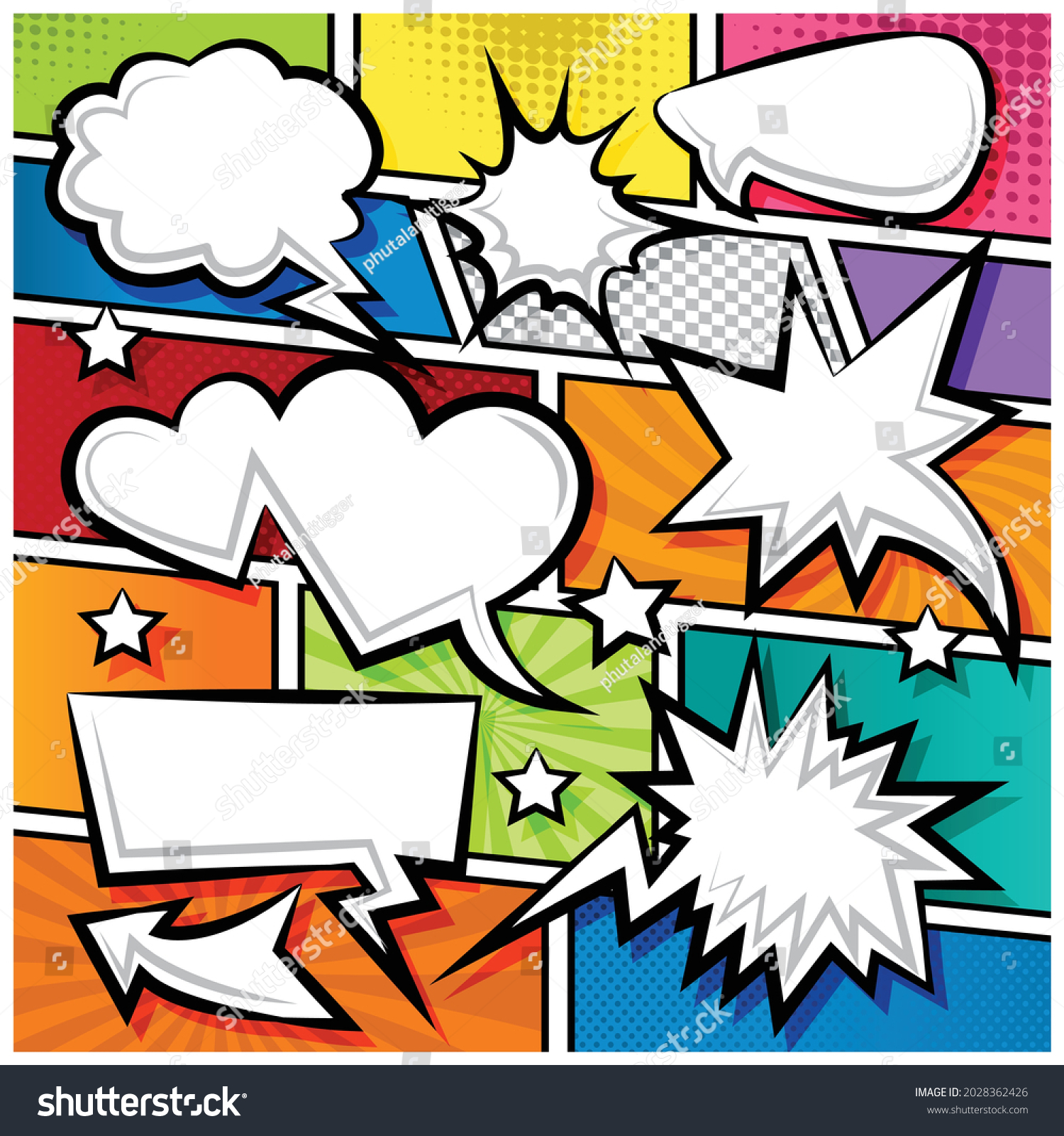 Comic Speech Bubbles Icons Collection Cartoon Stock Vector (Royalty ...