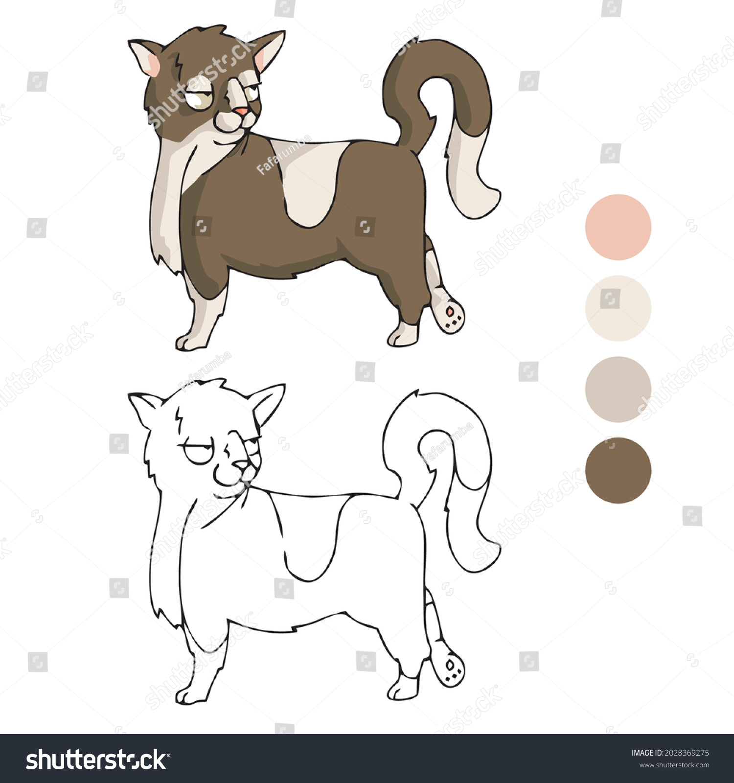 Cat Coloring Page Preschool Children Learn Stock Vector (Royalty Free ...