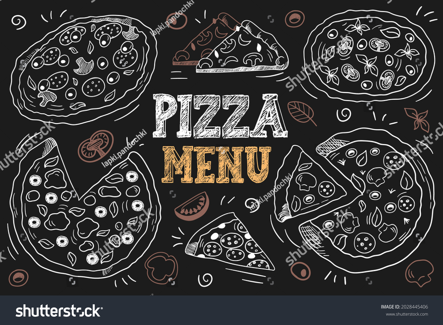 Italian Pizza Menu Hand Drawn Pizza Stock Vector (Royalty Free ...