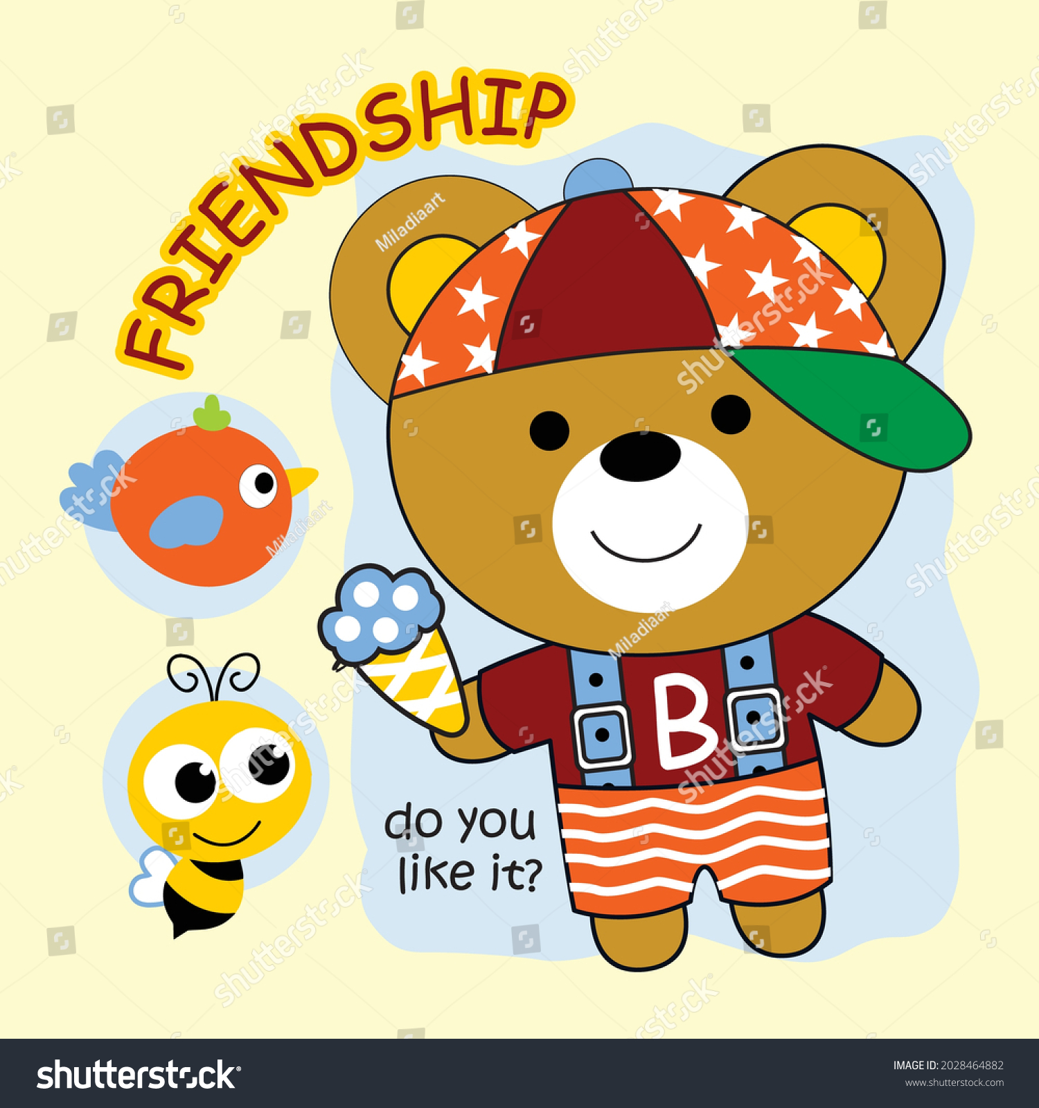 Collection Bears Little Friendscartoon Vector Illstration Stock Vector ...