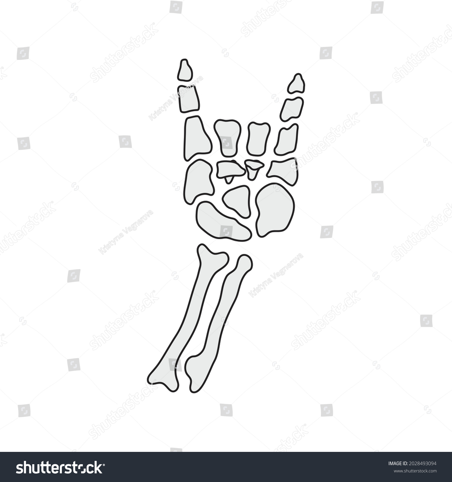 Rock Skeleton Gesture Vector Illustration Bony Stock Vector (Royalty ...