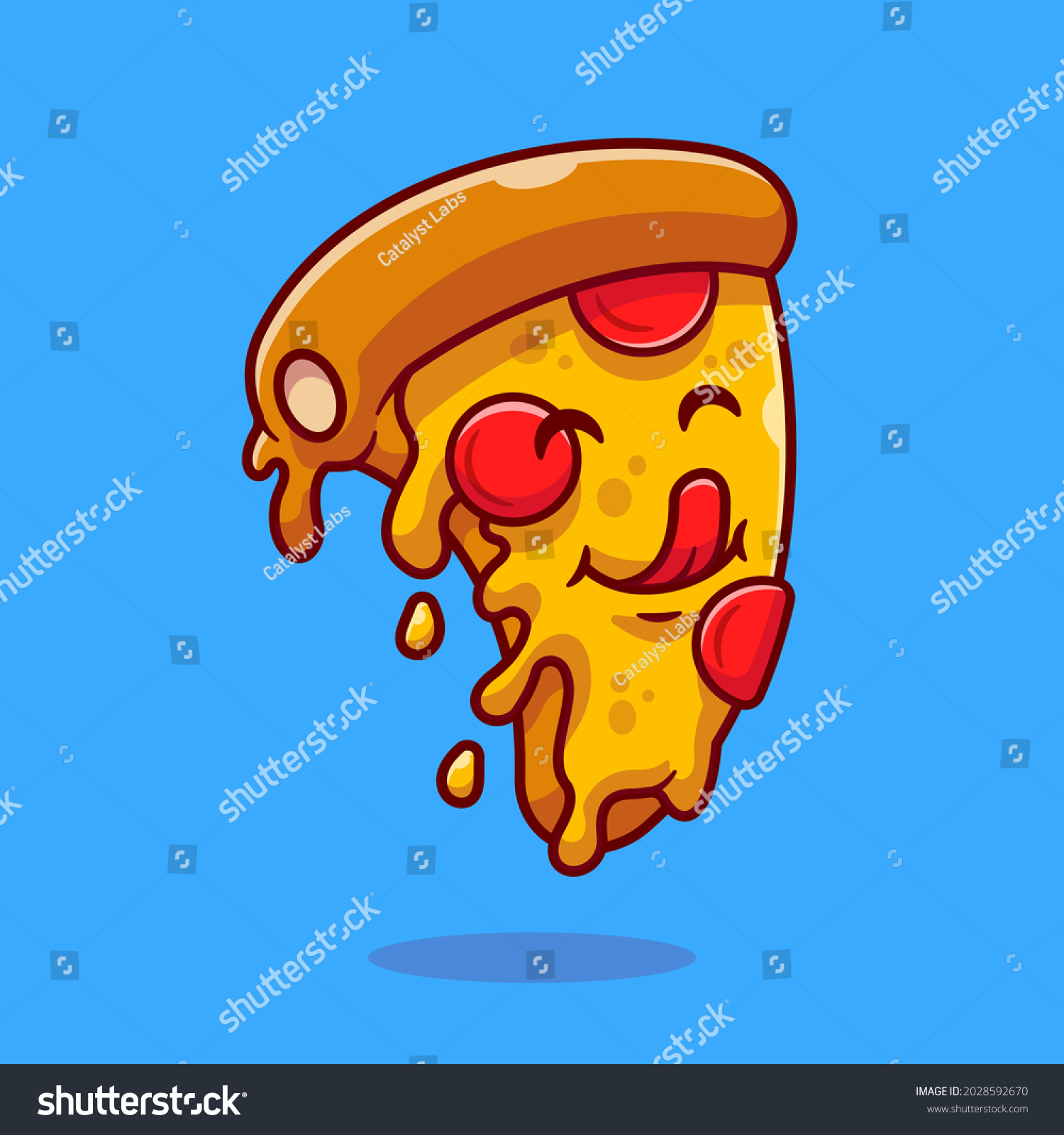 Cute Slice Pizza Cartoon Vector Icon Stock Vector (Royalty Free ...