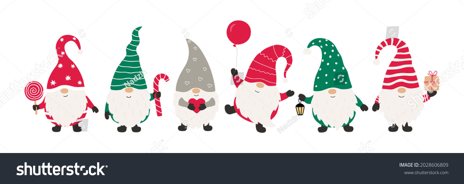 Christms Gnomes Collection Isolated On White Stock Vector (Royalty Free ...