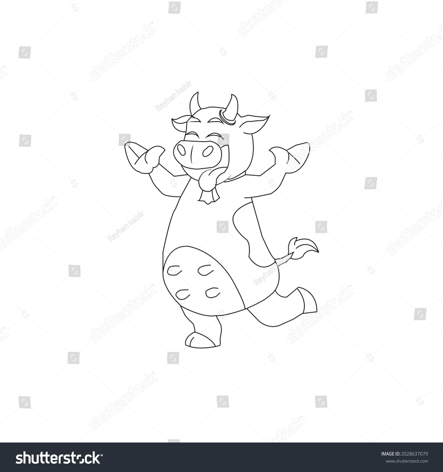 Funny Crazy Insane Coloring Cow Example Stock Vector (Royalty Free