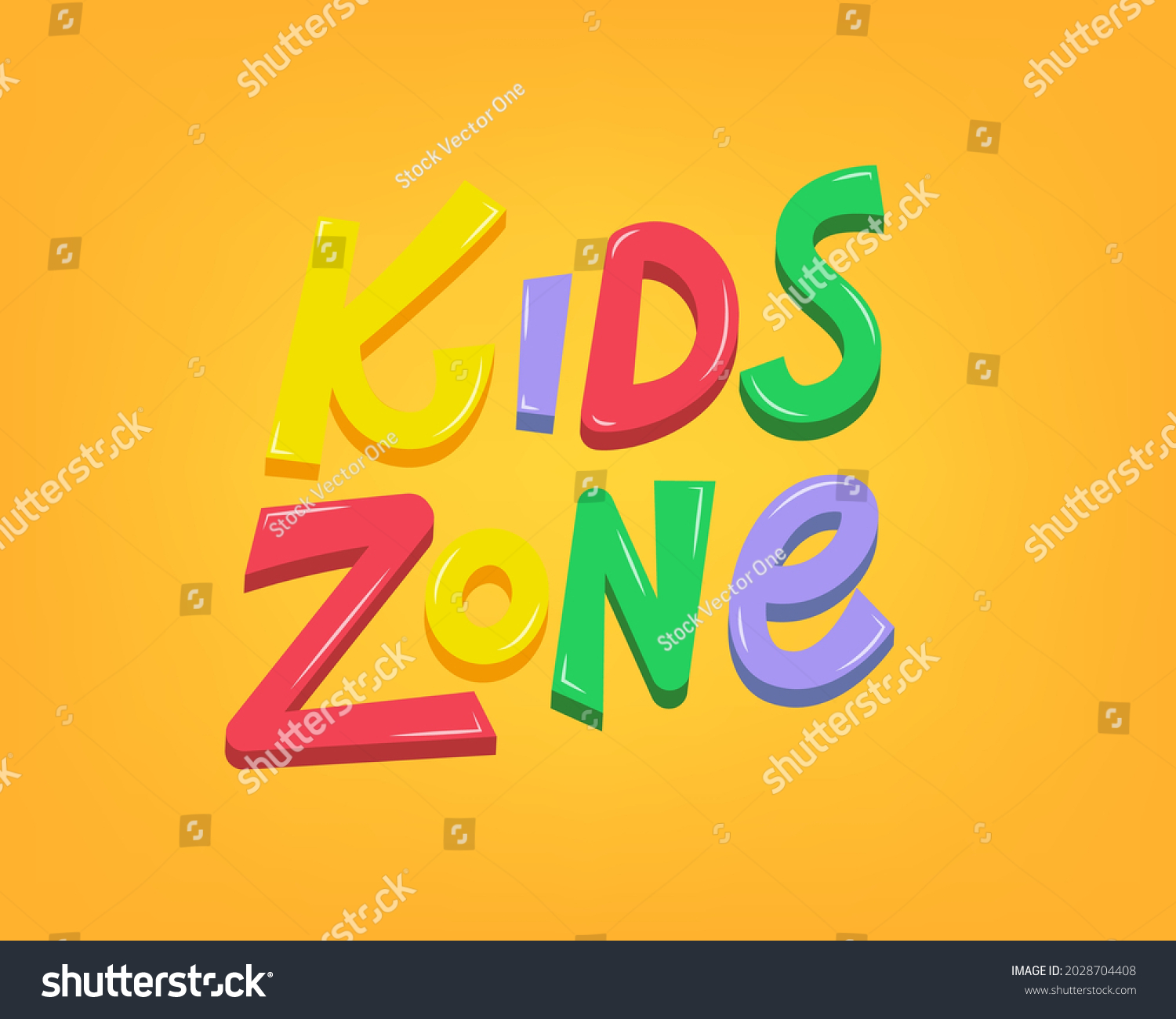 Kids Zone Vector Lettering Label Colorful Stock Vector (Royalty Free ...