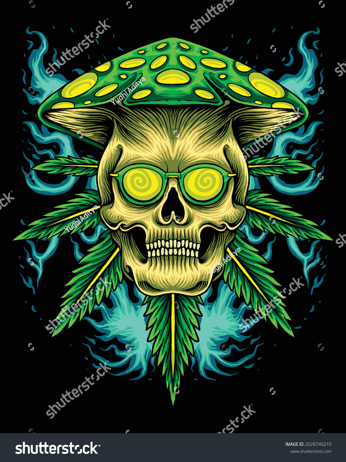 Marijuana Skull Mushroom Head Stock Vector (Royalty Free) 2028749210 ...