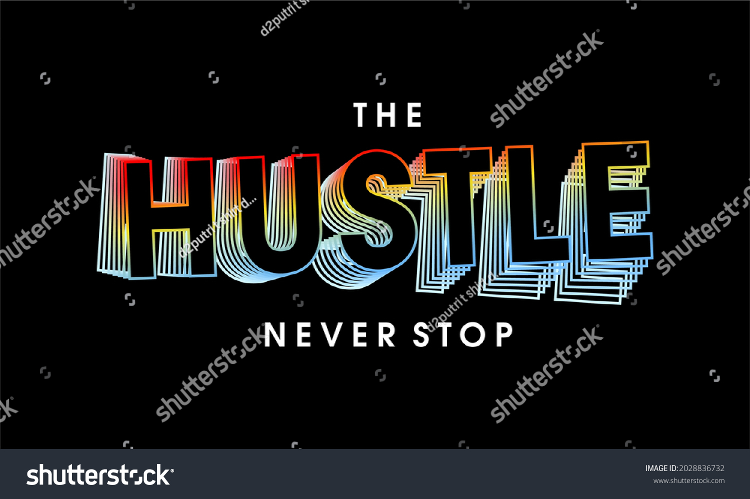 Hustle Never Stop Motivational Quote Typography Stock Vector (Royalty ...