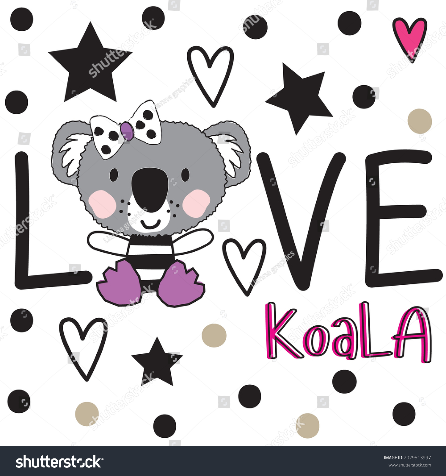 Cute Koala Bear Vector Illustration Love Stock Vector Royalty Free