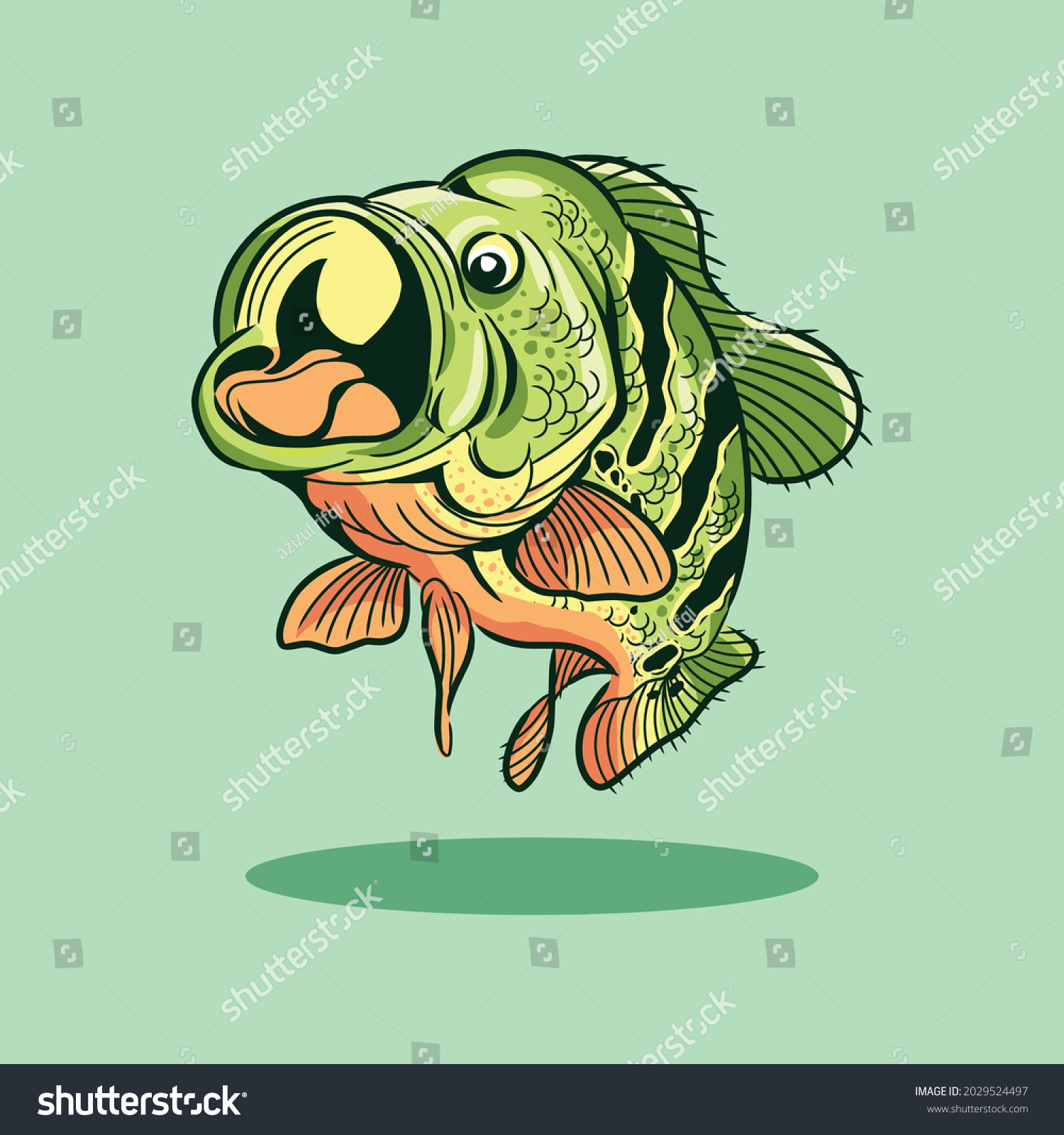 Peacock Bass Fish Lake Vector Illustration Stock Vector (Royalty Free ...