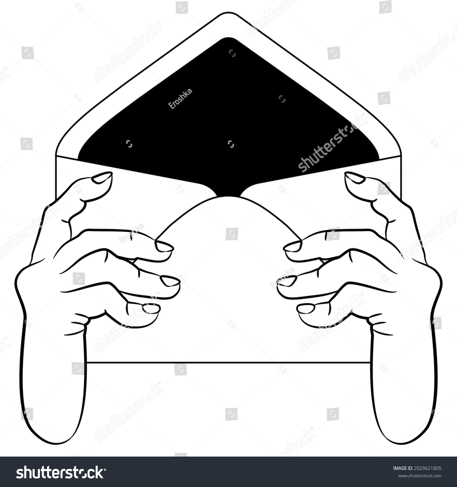 Two Human Hands Holding Empty Paper Stock Vector Royalty Free