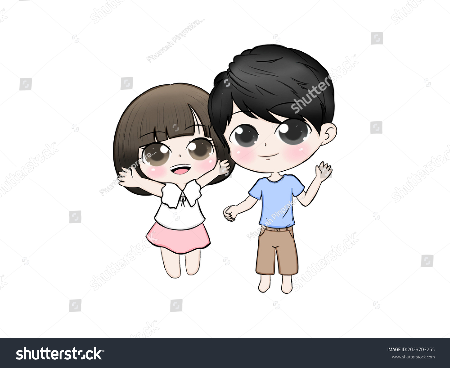 Girl Boy Siblings Brother Sister Cute Stock Illustration 2029703255 ...