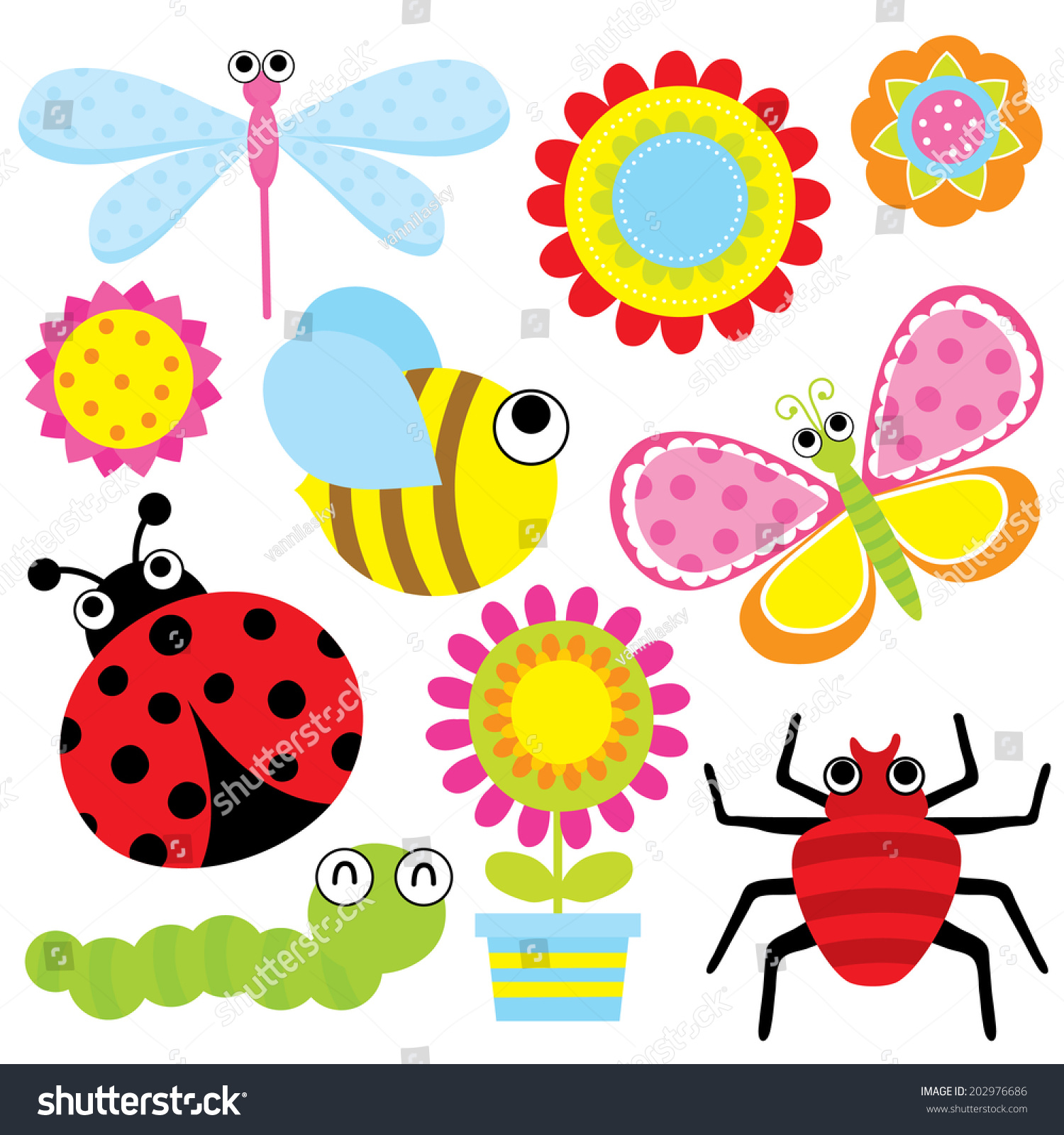 Cute Insect Stock Vector (Royalty Free) 202976686 | Shutterstock