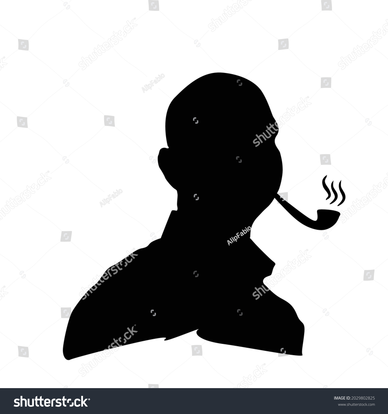 Vector Silhouette Half Body Bald Old Stock Vector (Royalty Free ...