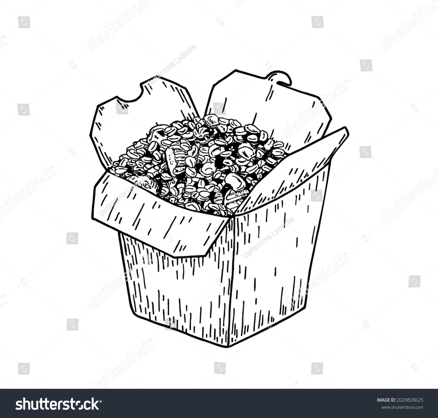 Rice Box Sketch Rice Box Hand Stock Vector (royalty Free) 2029828625 