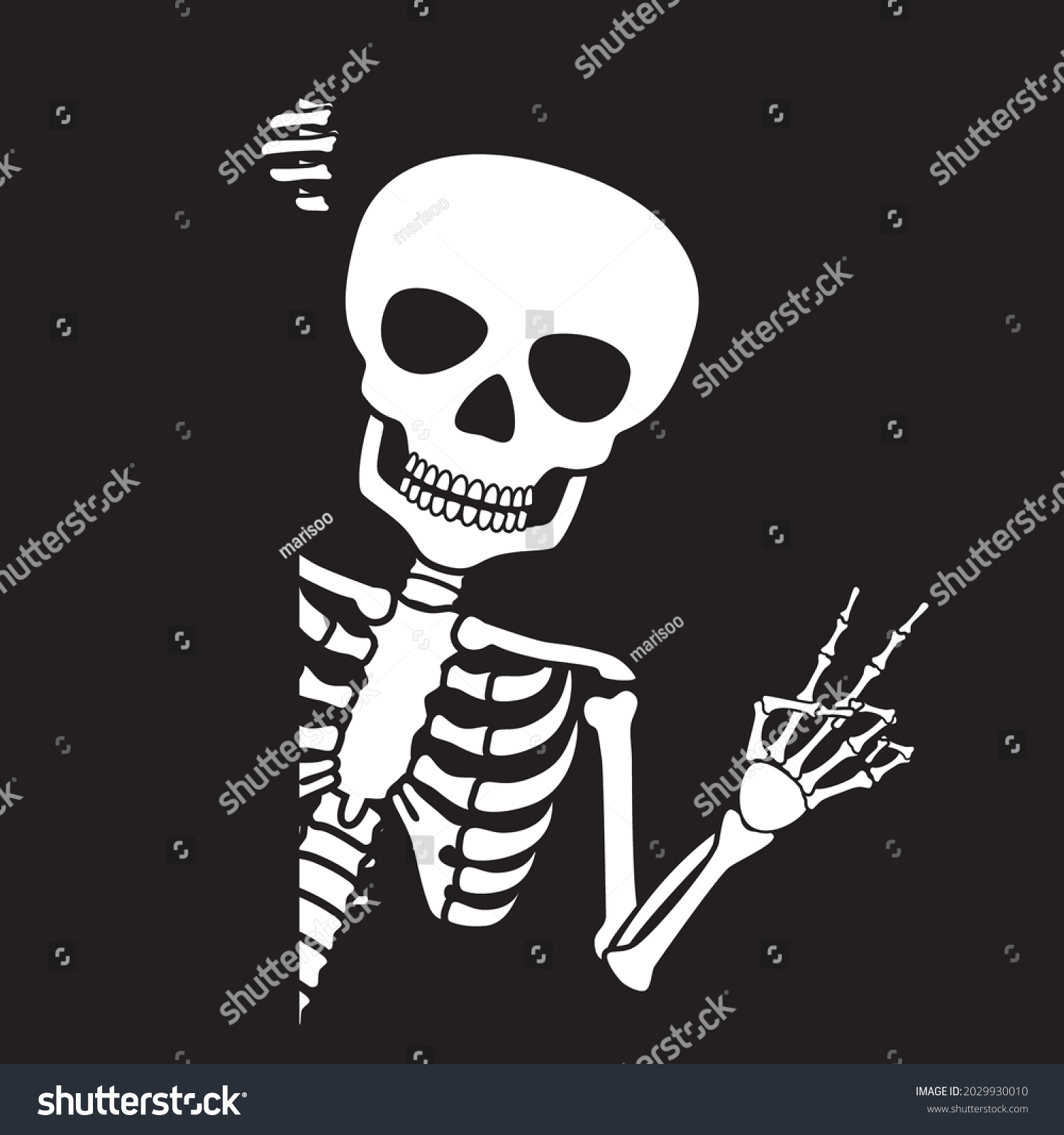 Skeleton Make Peace Gesture Halloween Vector Stock Vector (Royalty Free ...