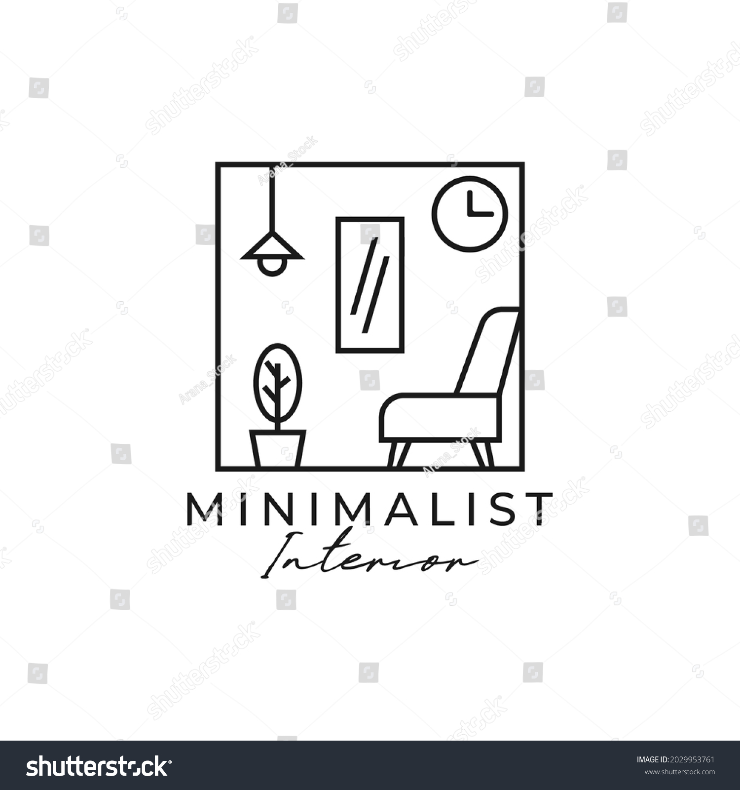 Outline Interior Minimalist Logo Vector Can Stock Vector (Royalty Free ...