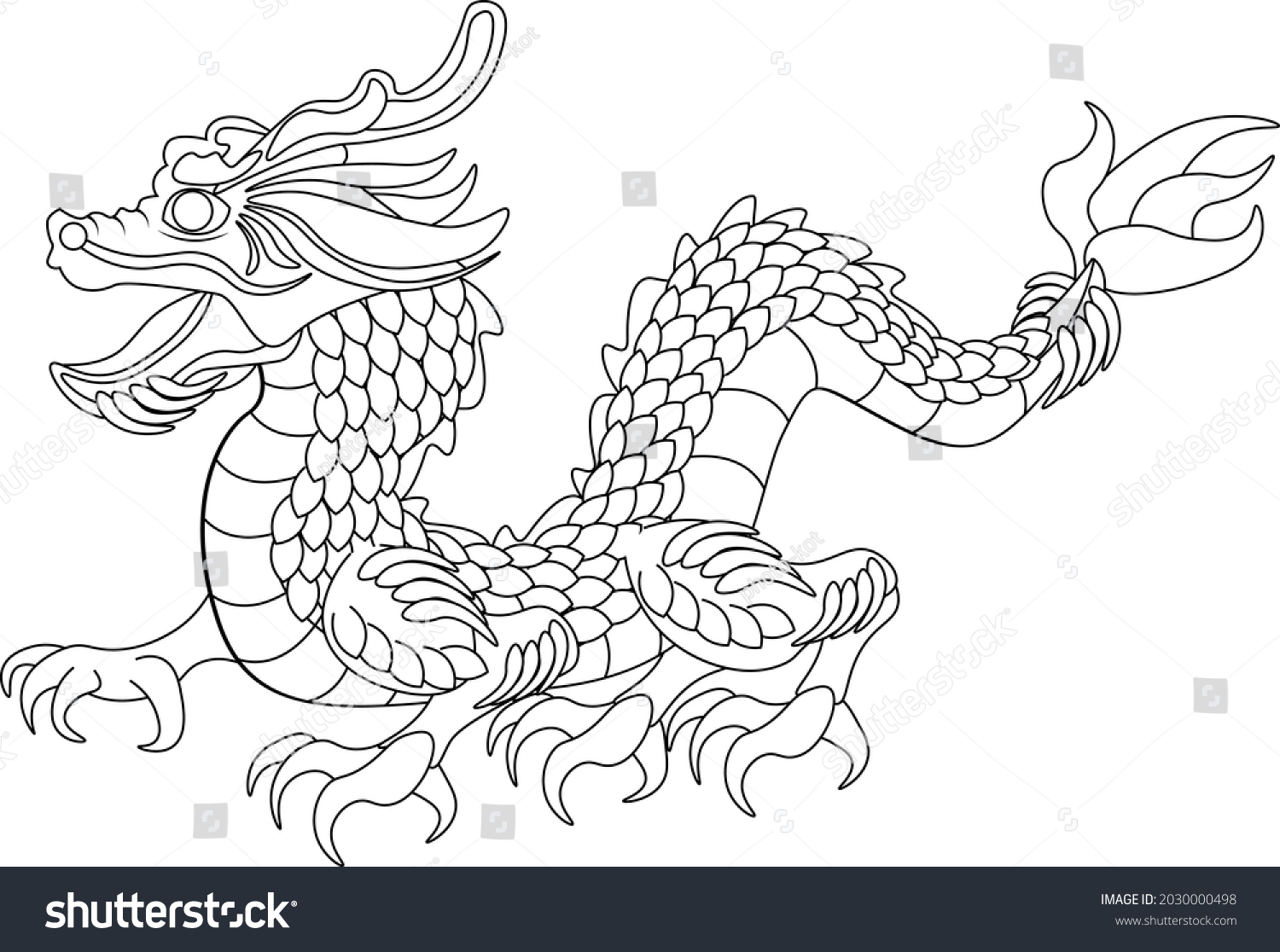 Chinese Folklore Dragon Coloring Book Vector Stock Vector (Royalty Free ...