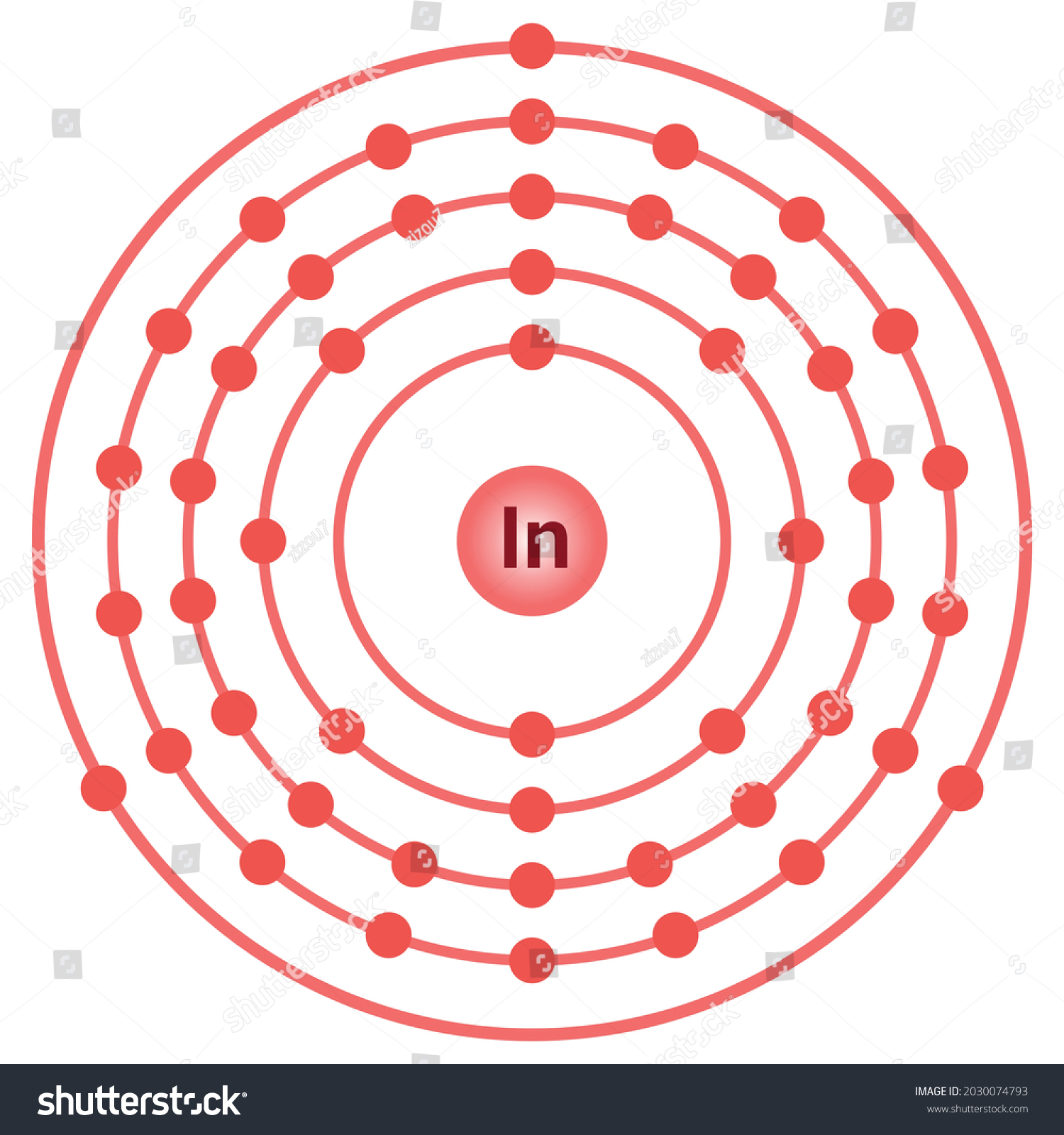 Bohr Model Indium Atom Electron Structure Stock Vector (Royalty Free ...