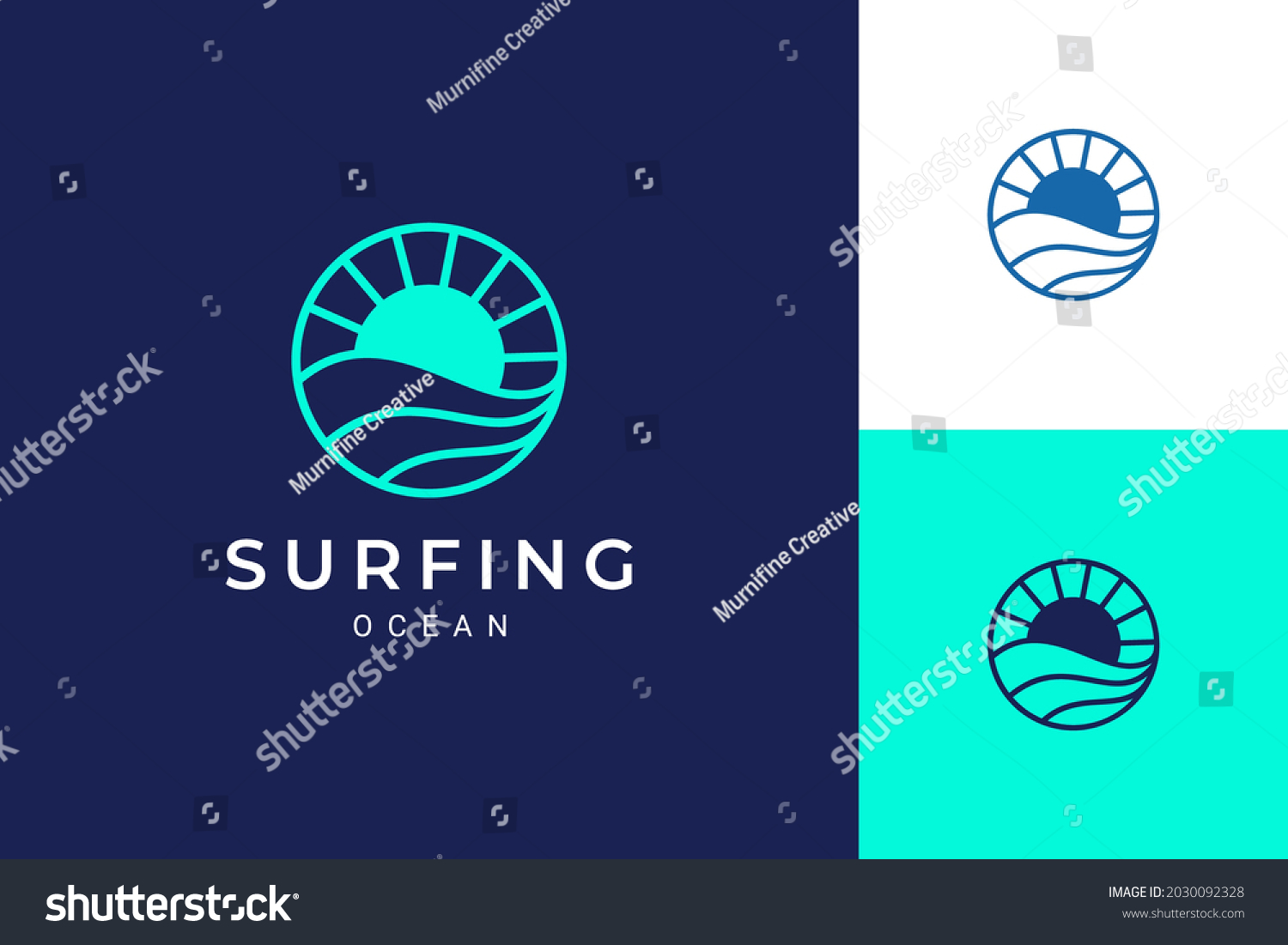 Ocean Water Theme Logo Waves Sun Stock Vector (Royalty Free) 2030092328 ...