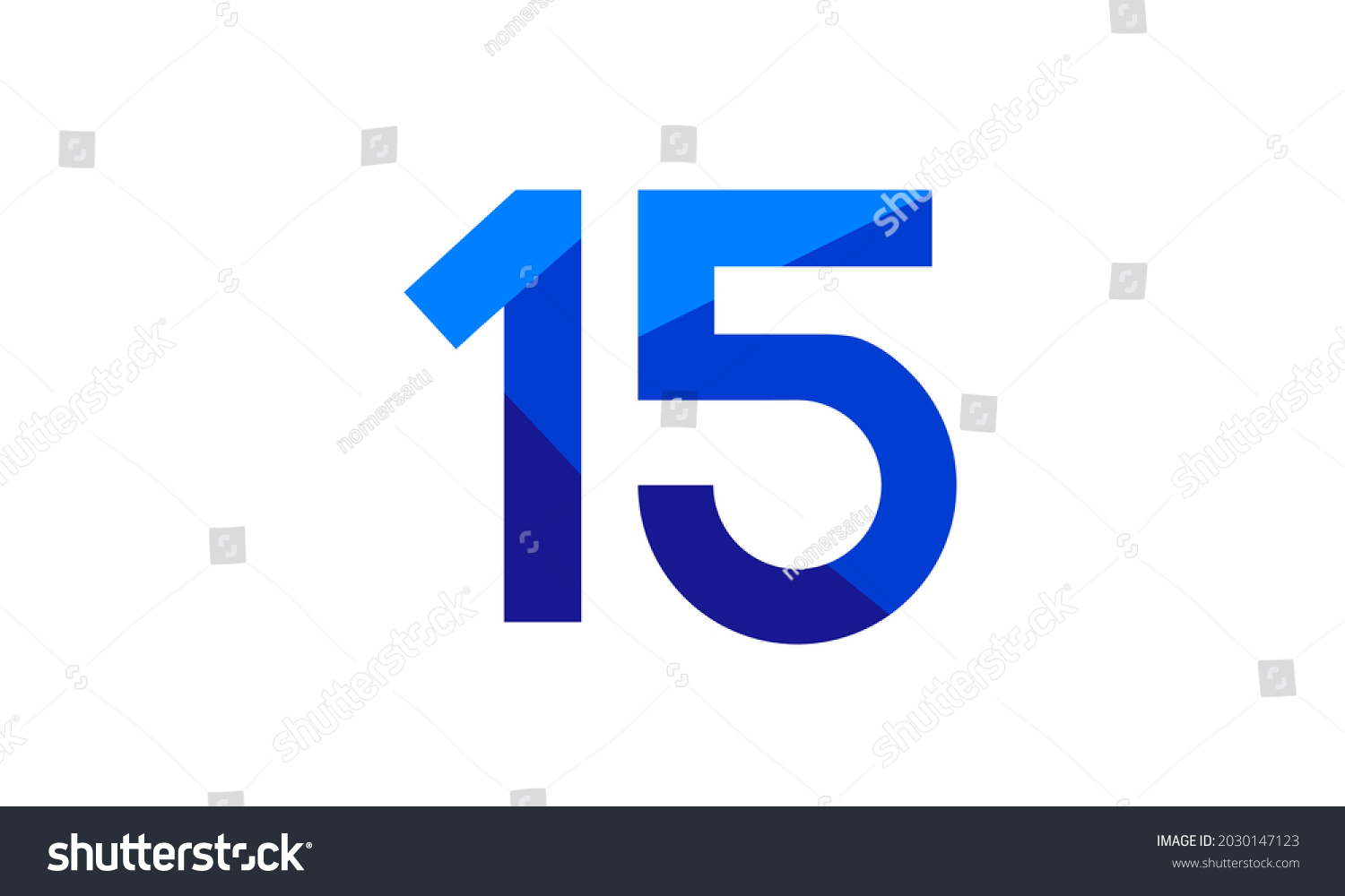 15 Number Modern Flat Blue Logo Stock Vector Royalty Free 2030147123