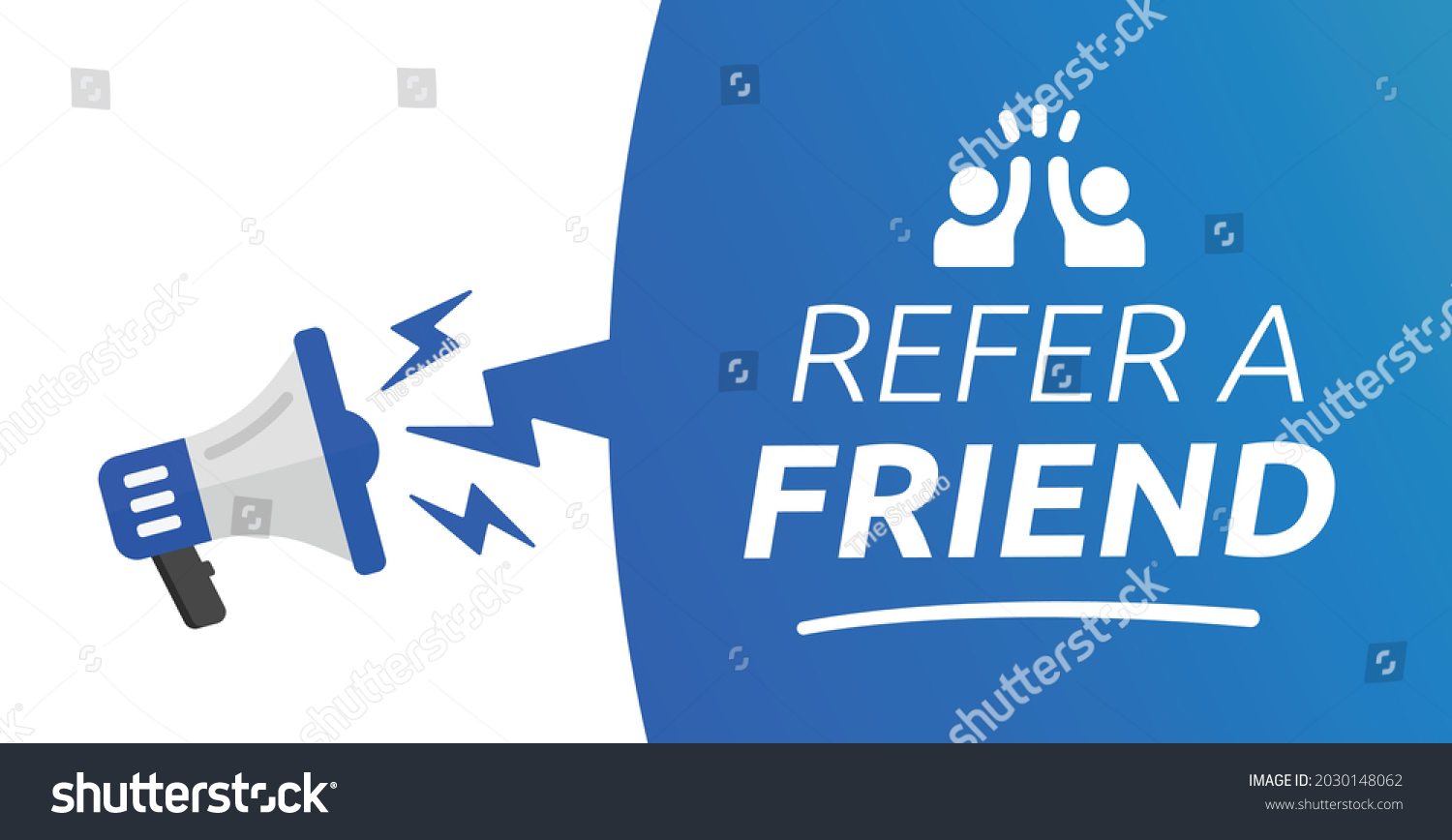 Refer Friend Banner Announcement Sign Stock Vector (Royalty Free ...