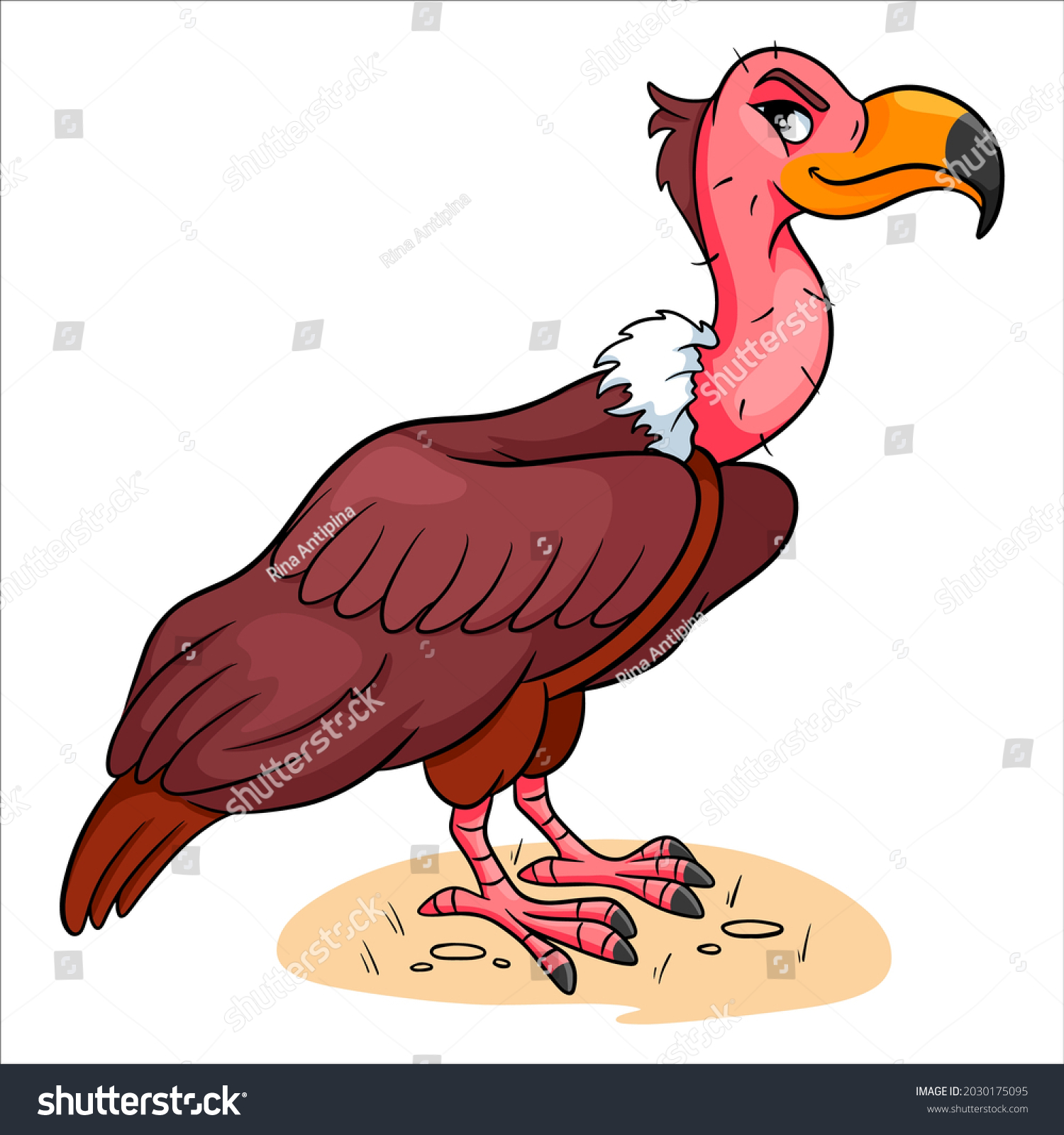 Animal Character Funny Vulture Cartoon Style Stock Vector (Royalty Free ...