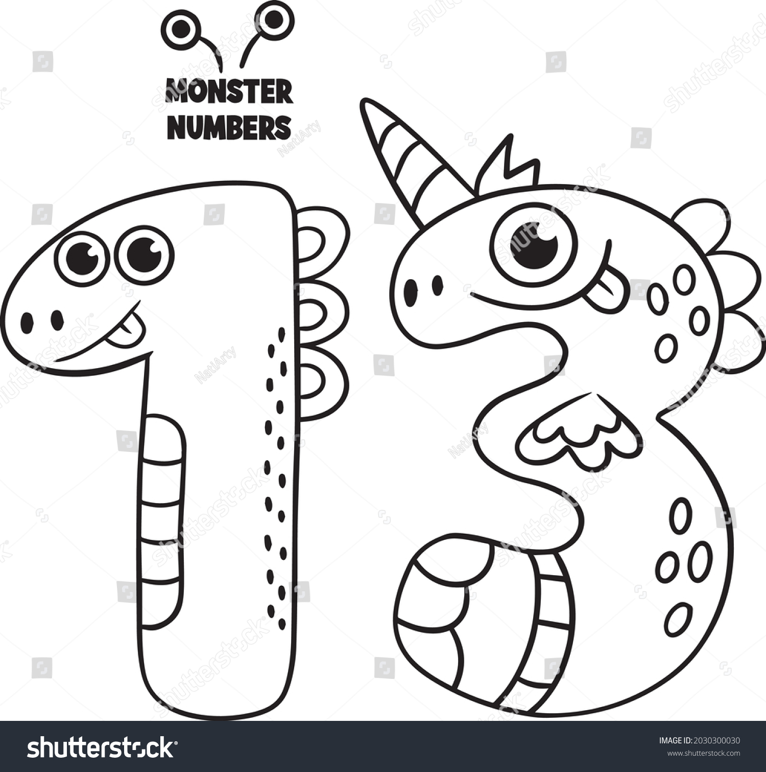 Coloring Page Numbers Education Fun Childrens Stock Vector (Royalty ...