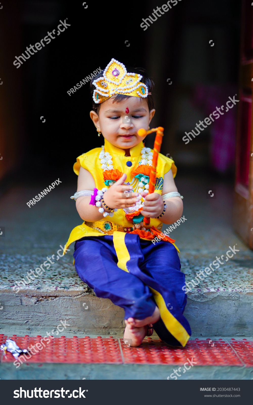 Happy Janmashtami Greeting Card Showing Little Stock Photo 2030487443 