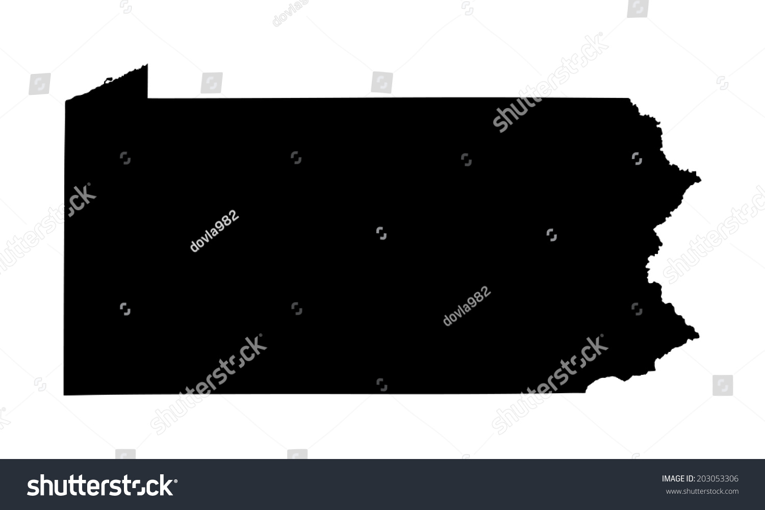 Pennsylvania Vector Map Silhouette Illustration Isolated Stock Vector ...