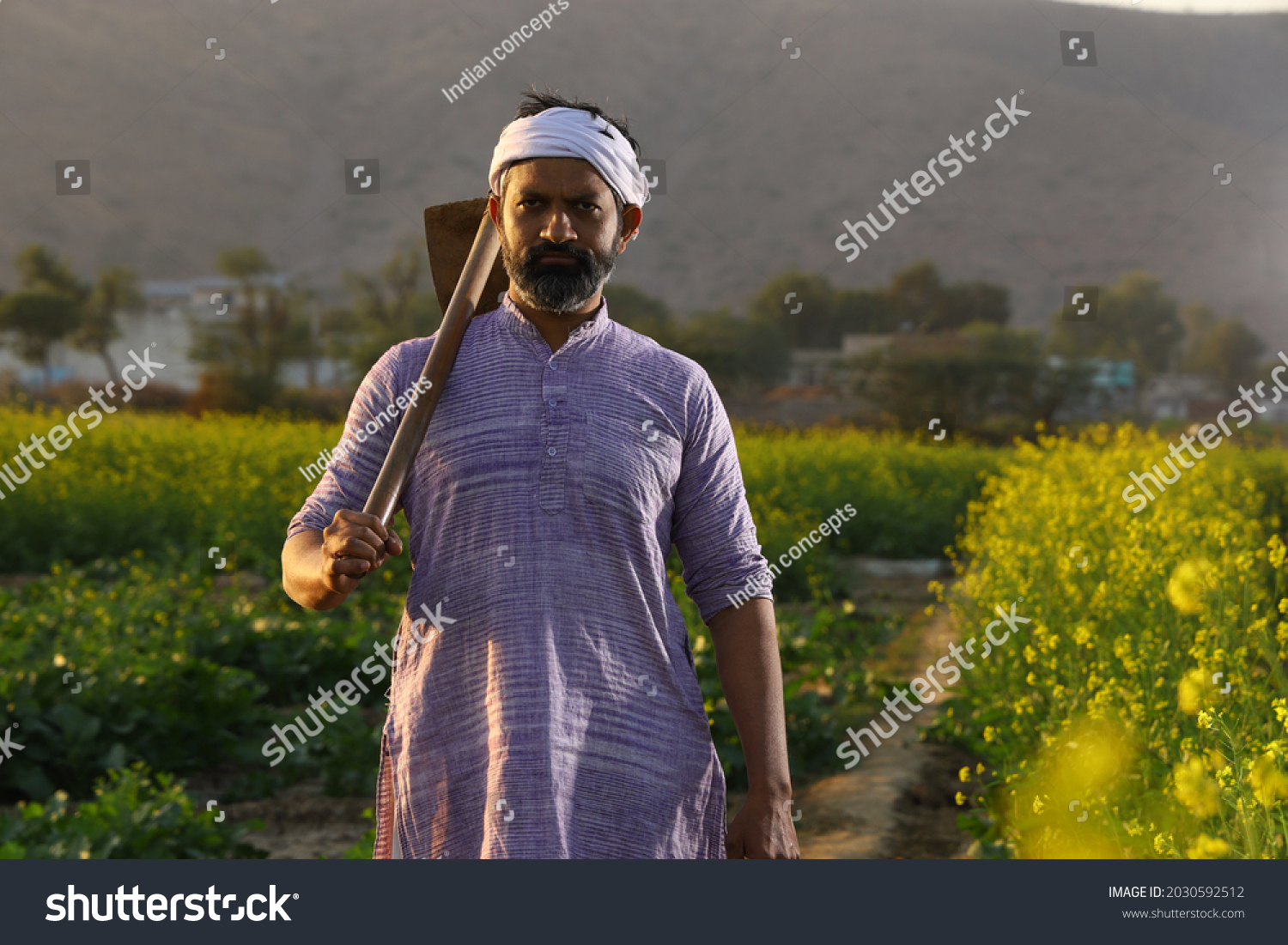 Beautiful Portrait Indian Rural Angry Farmer Stock Photo 2030592512 ...