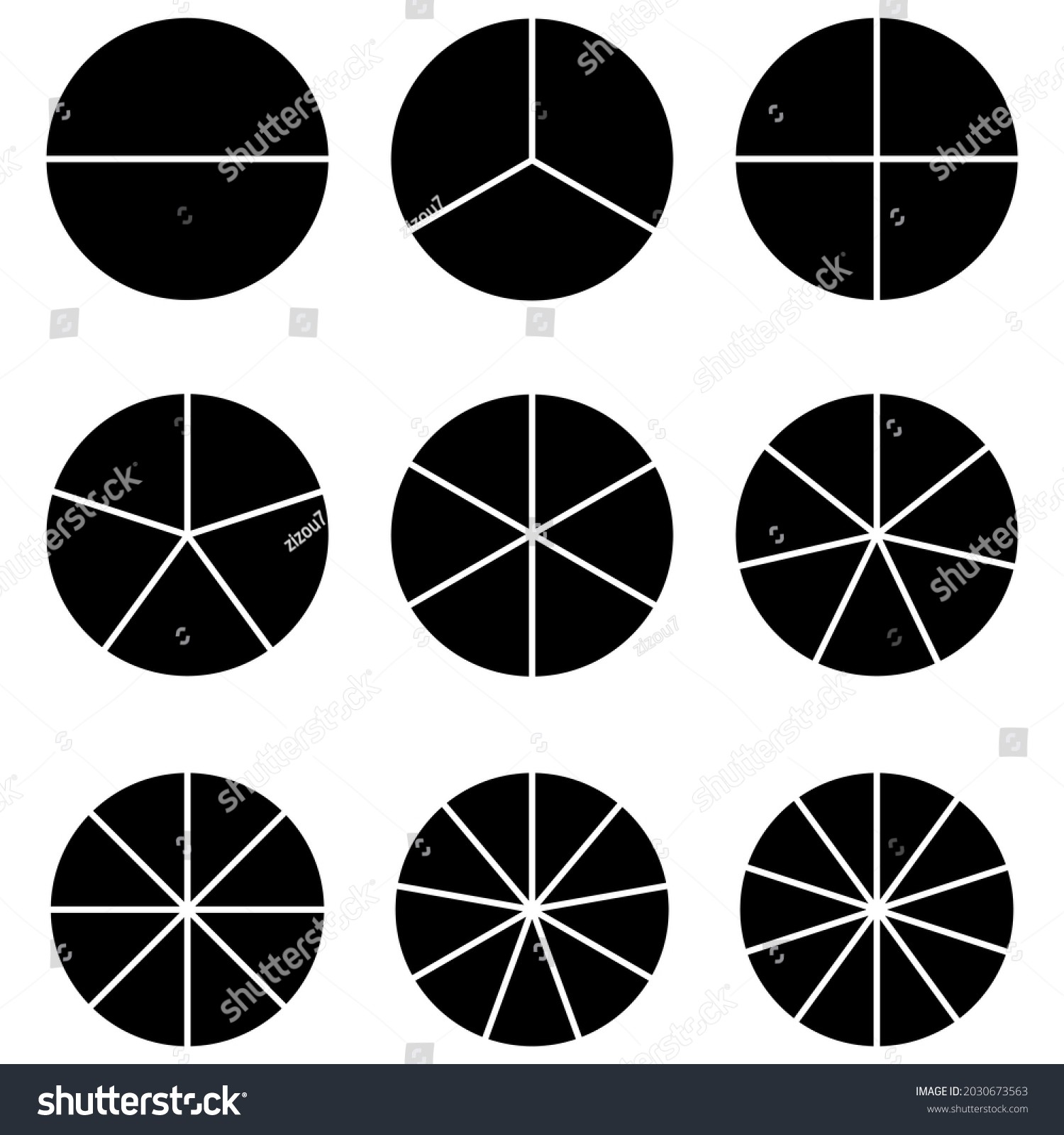 Black Fraction Circle Chart Mathematics Vector Stock Vector (Royalty ...