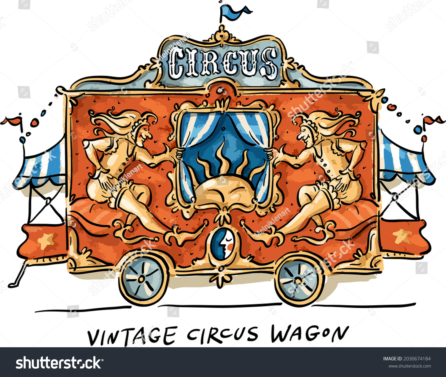 Vector Illustration Vintage Circus Wagon Stock Vector (royalty Free 