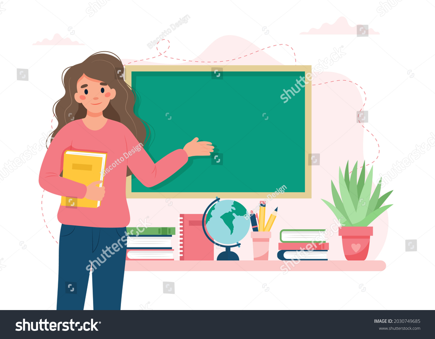 Female Teacher Classroom School Learning Concept Stock Illustration ...