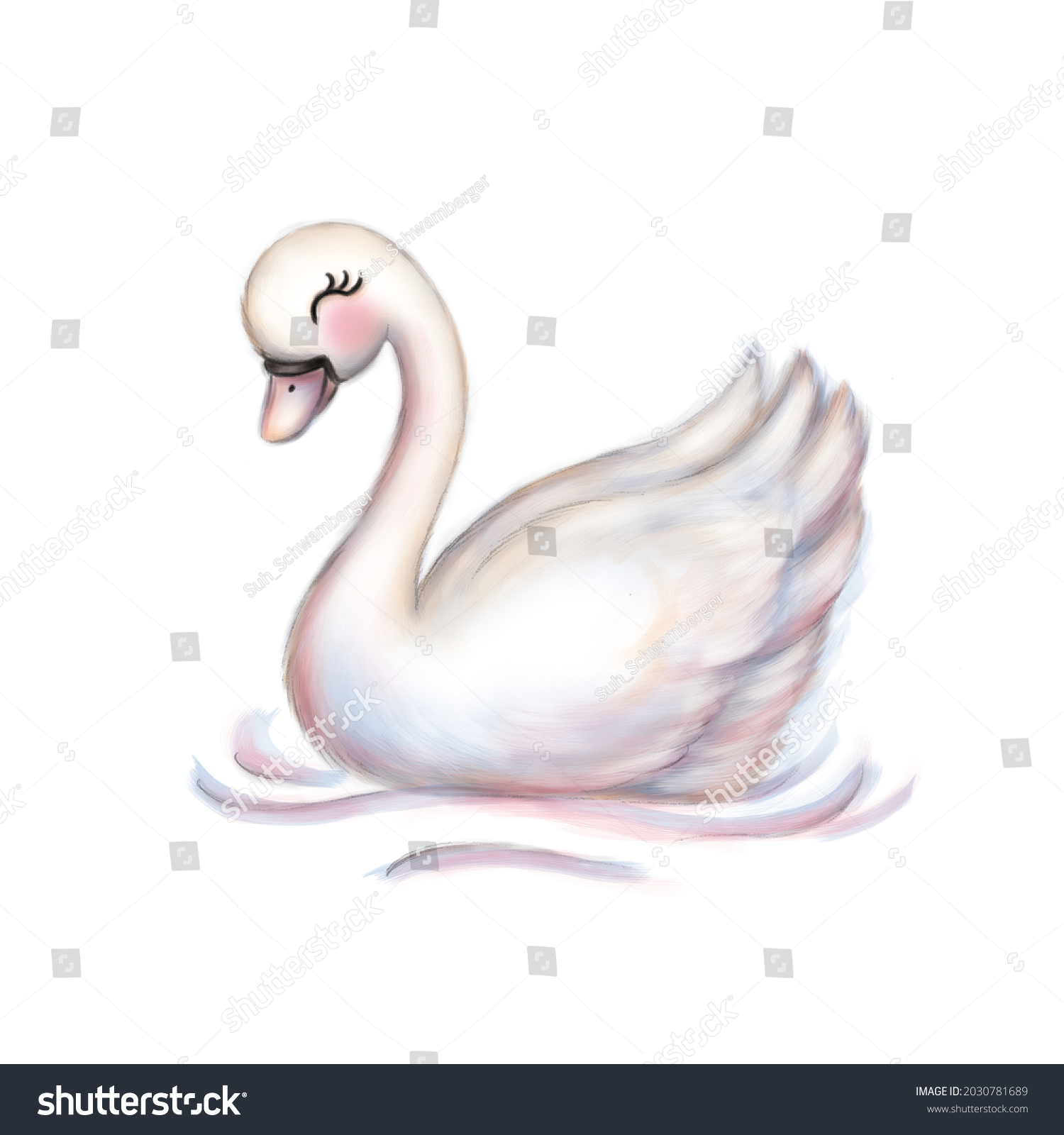 Illustration White Swan Cute Beautiful On Stock Illustration 2030781689 ...