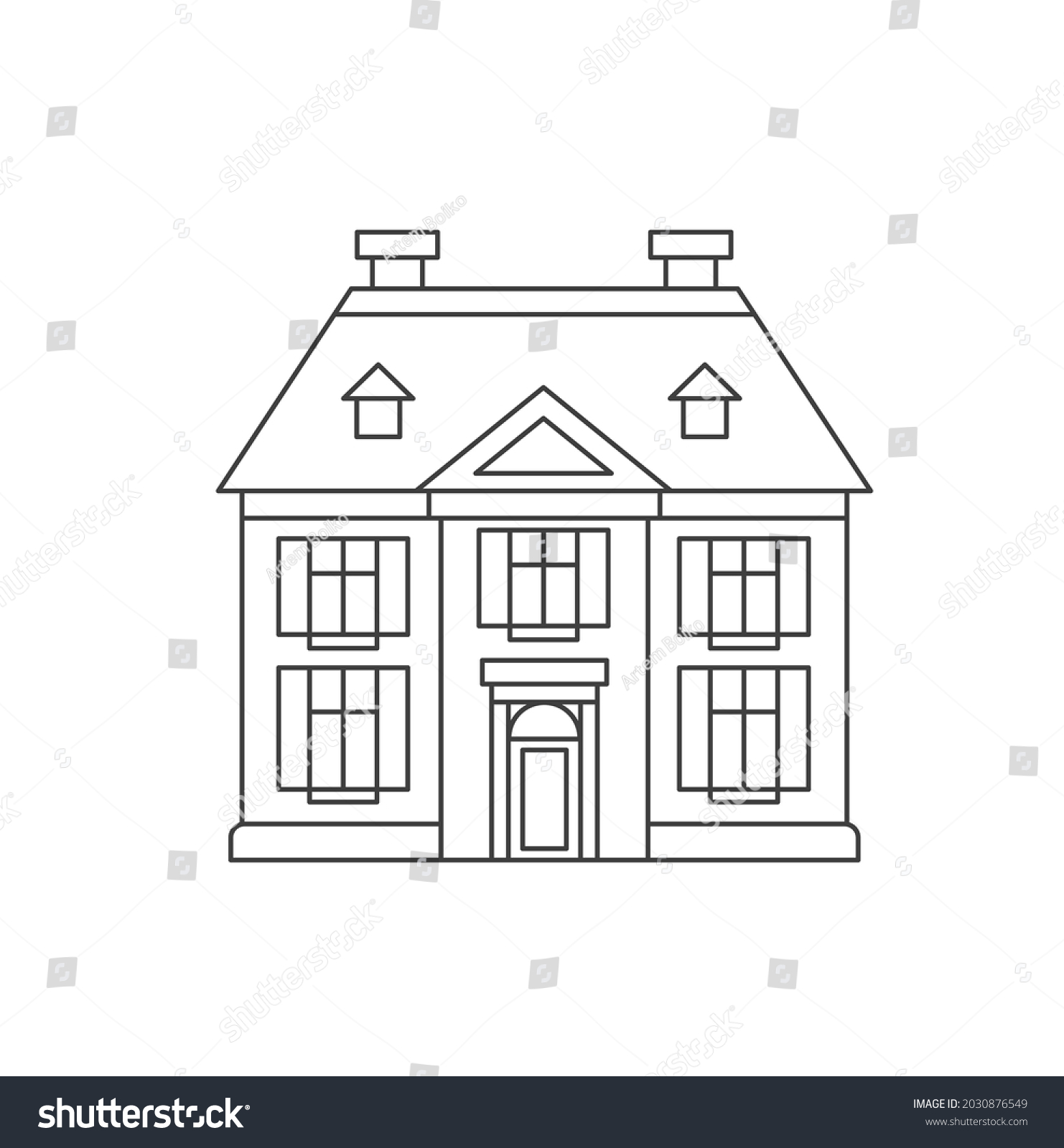 Old English Mansion House Outline Simple Stock Vector (Royalty Free ...