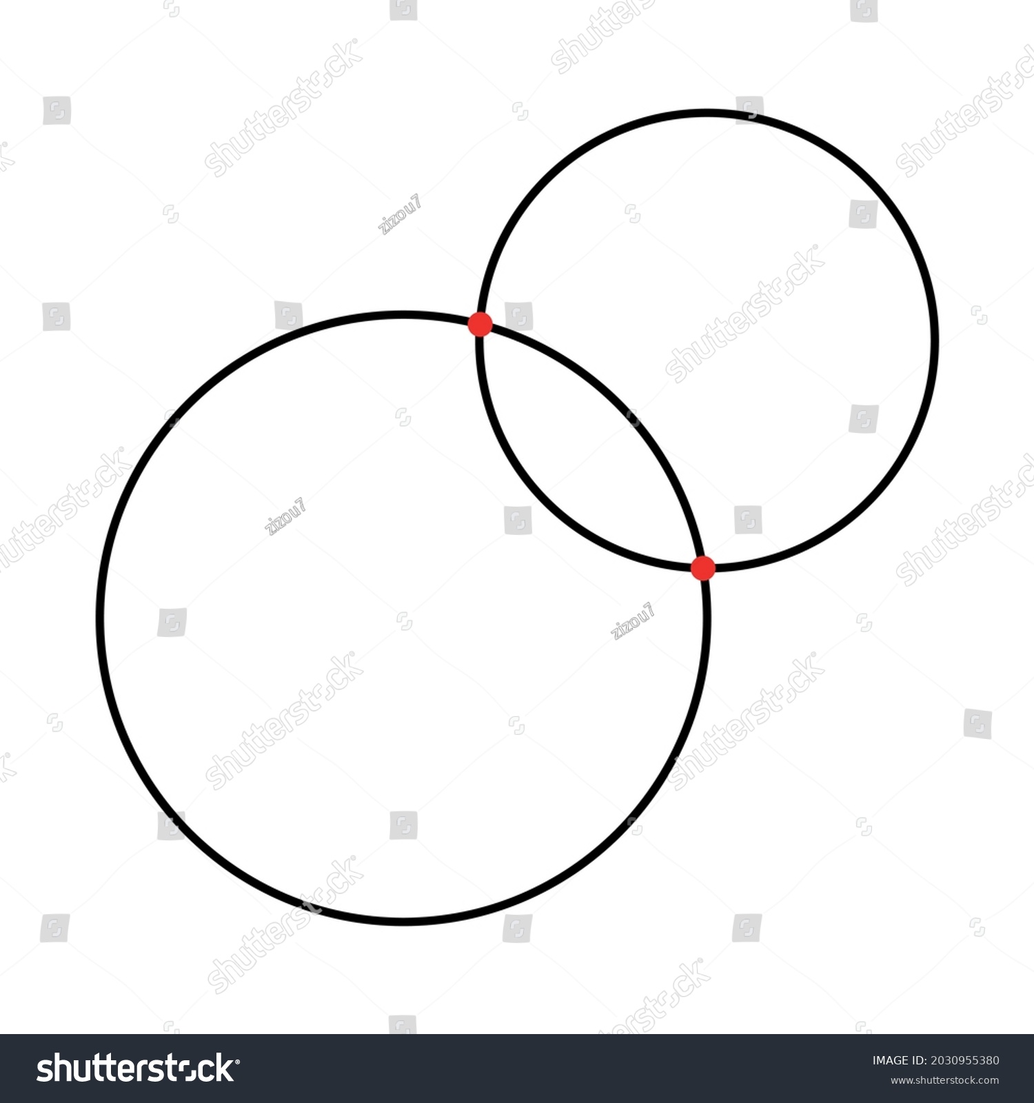 Two Points Intersection Two Circles Stock Vector Royalty Free 2030955380 Shutterstock 7306