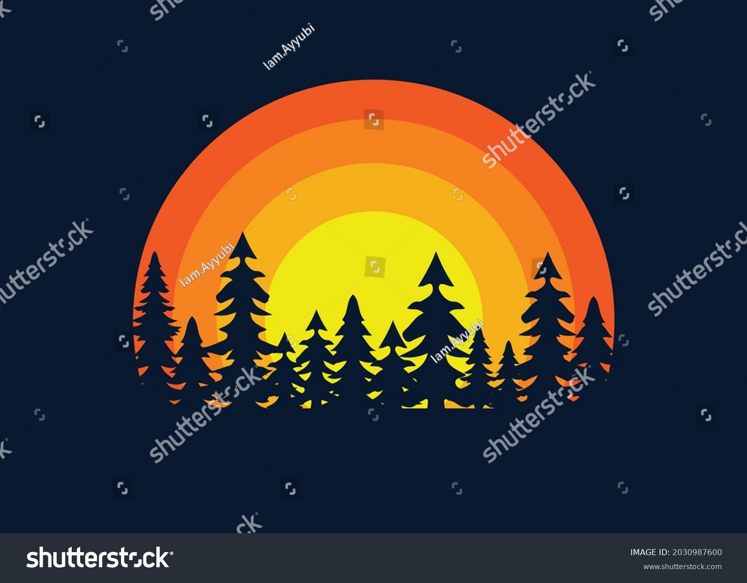 Background Vector Sunset Silhoutte Tree Scenery Stock Vector (Royalty ...