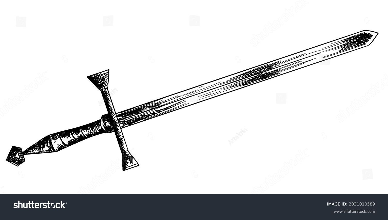 Beautiful Detailed Medieval Sword On White Stock Vector (Royalty Free