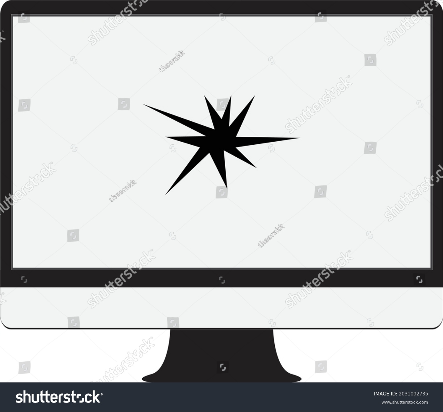 Broken Monitor Icon On Transparent Background Stock Vector (Royalty ...