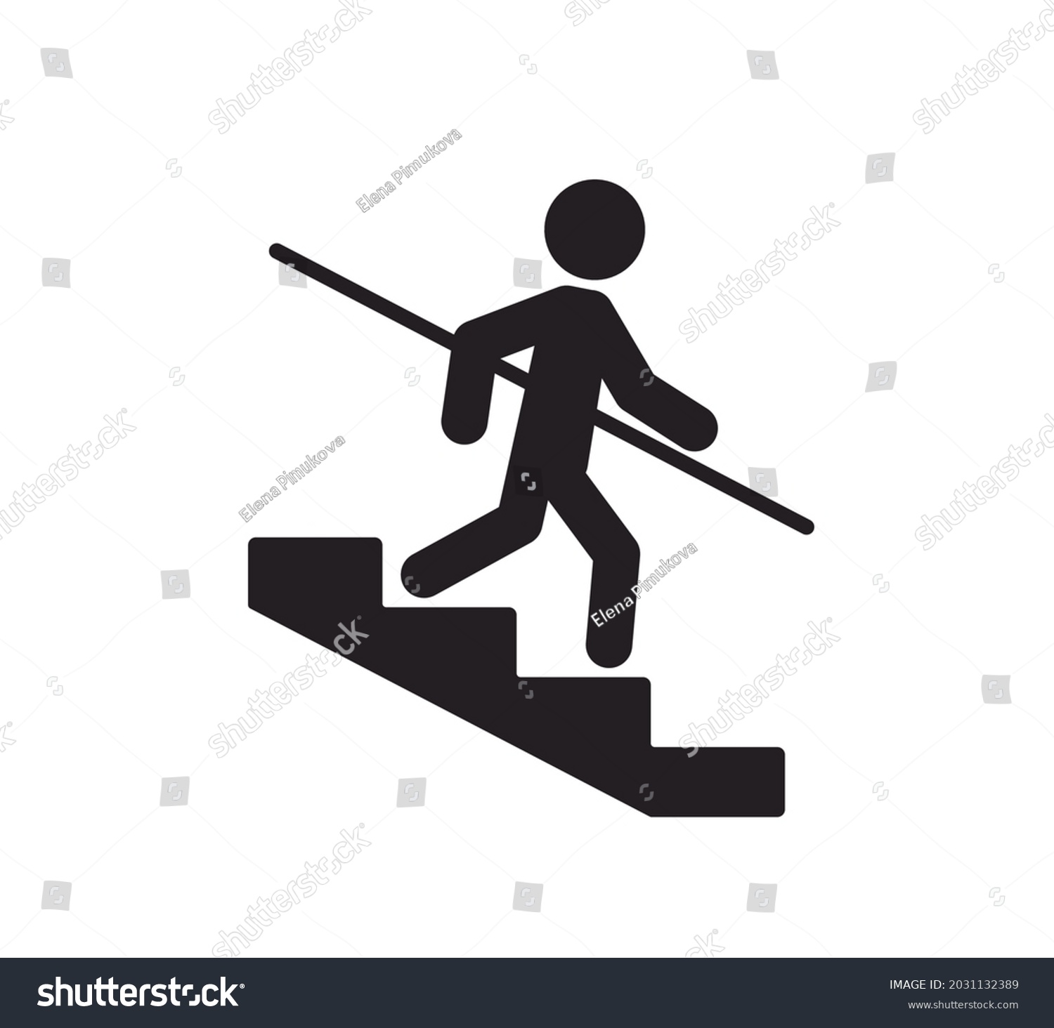 Man Goes Down Stairs Holds On Stock Vector (Royalty Free) 2031132389 ...