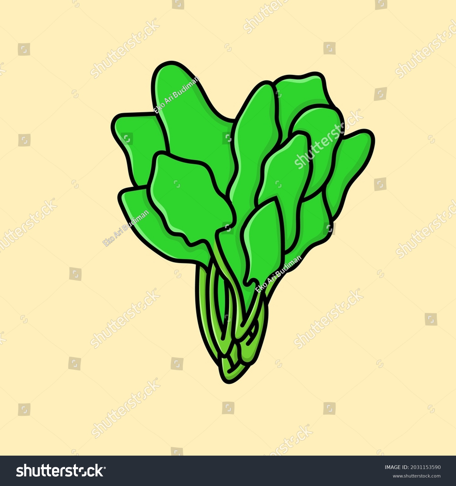 Spinach Vegetable Isolated Vector Illustration Cartoon Stock Vector ...