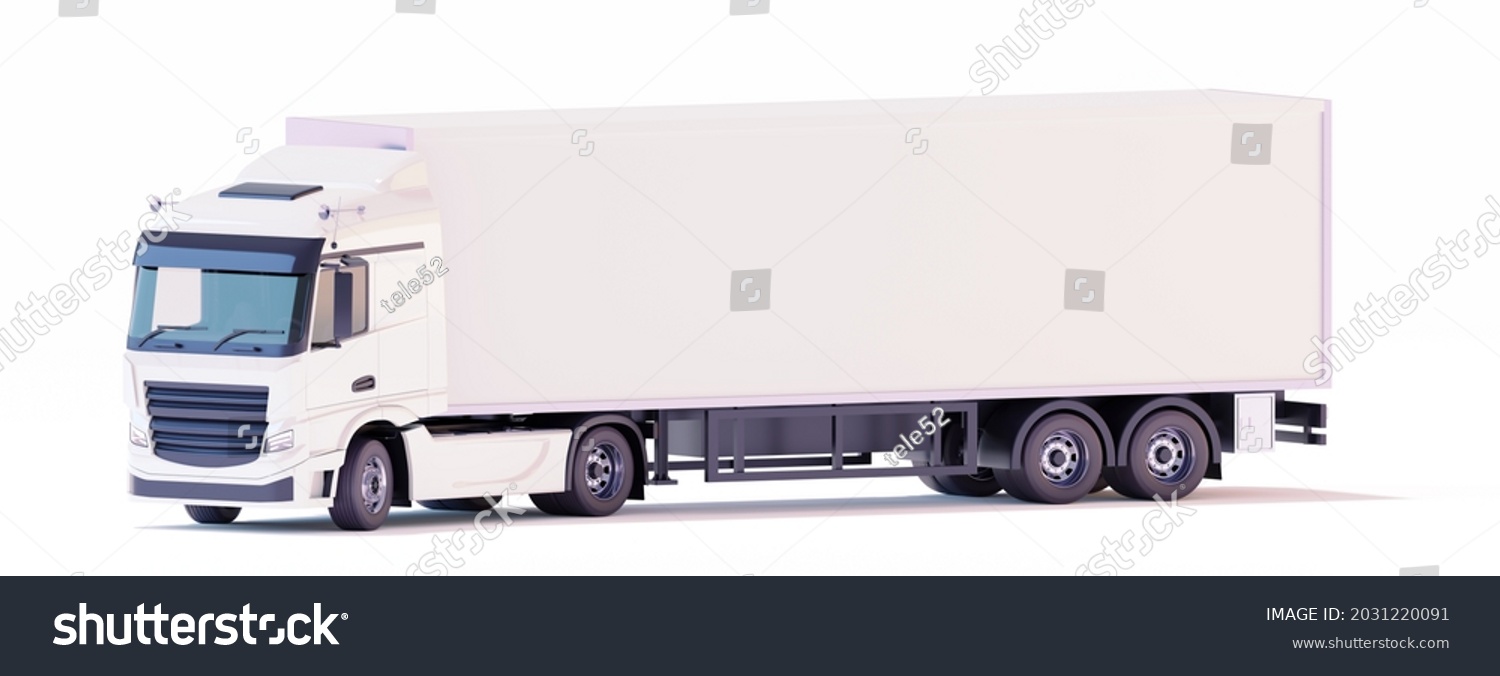 White Semitrailer Truck Box Trailer Cabover Stock Illustration ...