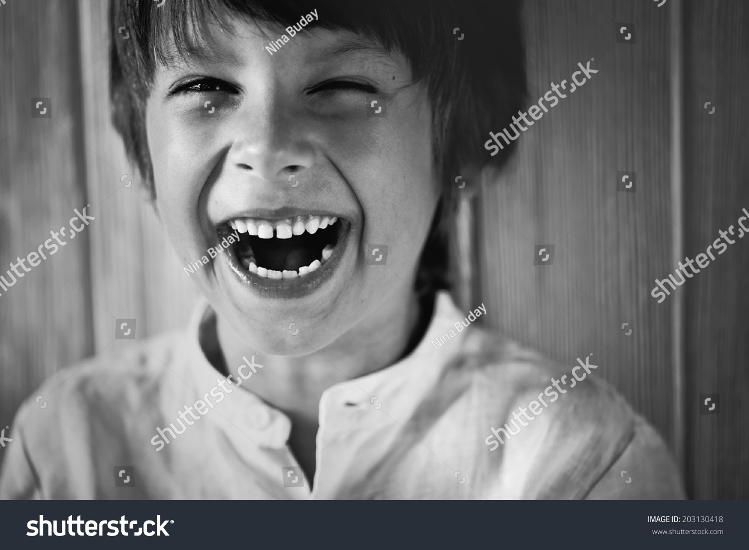 Black White Portrait Happy Cute Little Stock Photo 203130418 | Shutterstock