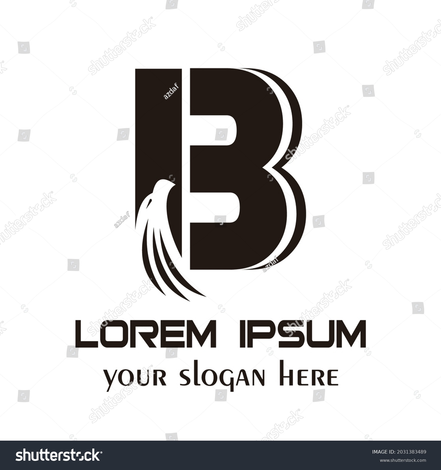 Letter B Logo Eagle Head Silhouette Stock Vector (Royalty Free ...