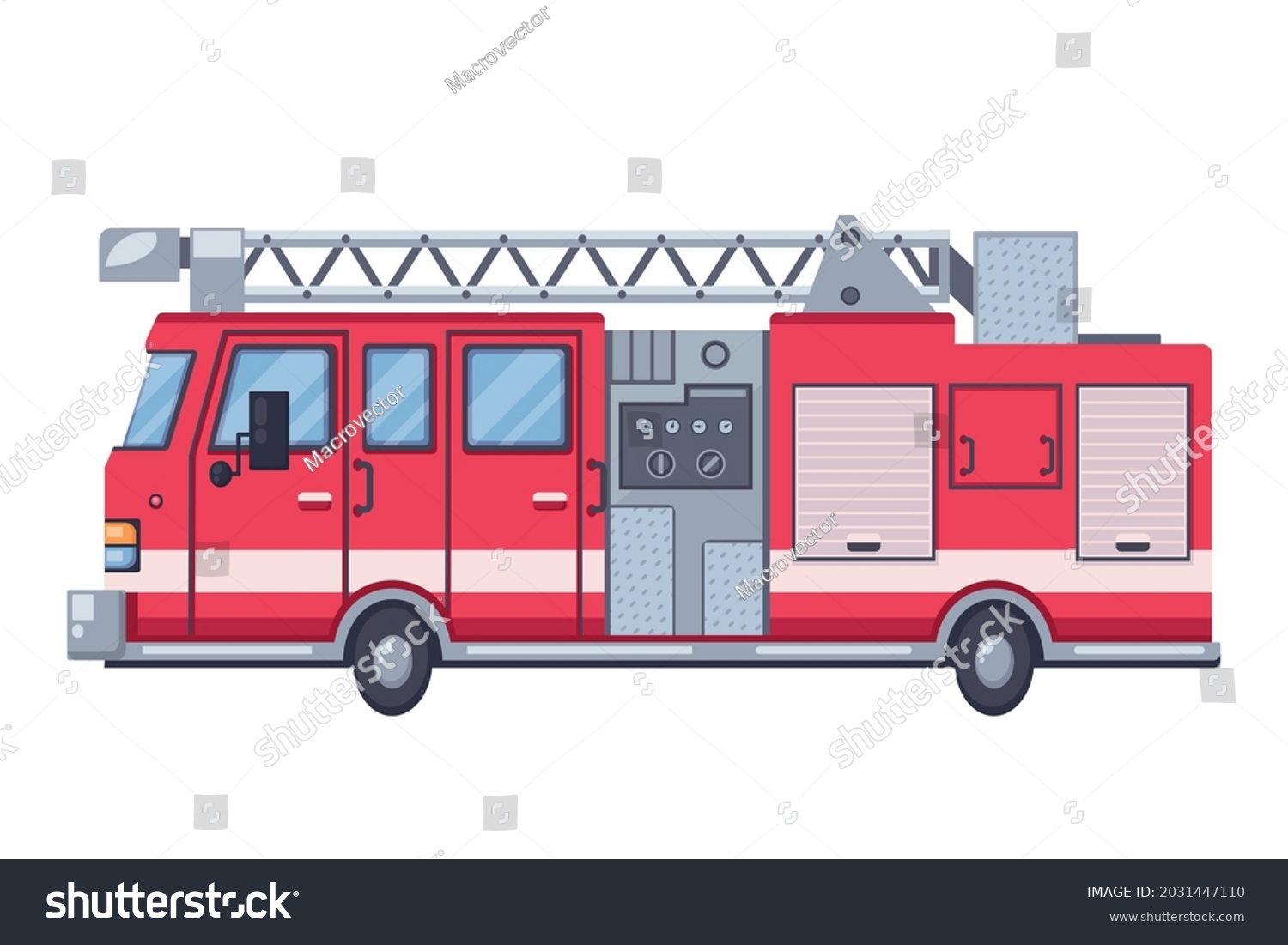 Fire Engine Cartoon Style On White Stock Vector (Royalty Free ...